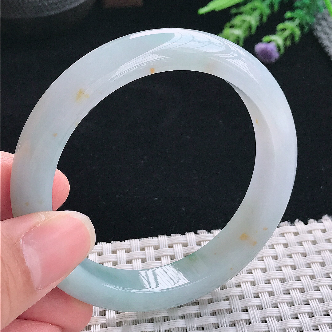 实拍A货翡翠57/11.8/8.6老坑冰胶水灵紫罗兰飘花手镯玉镯手环