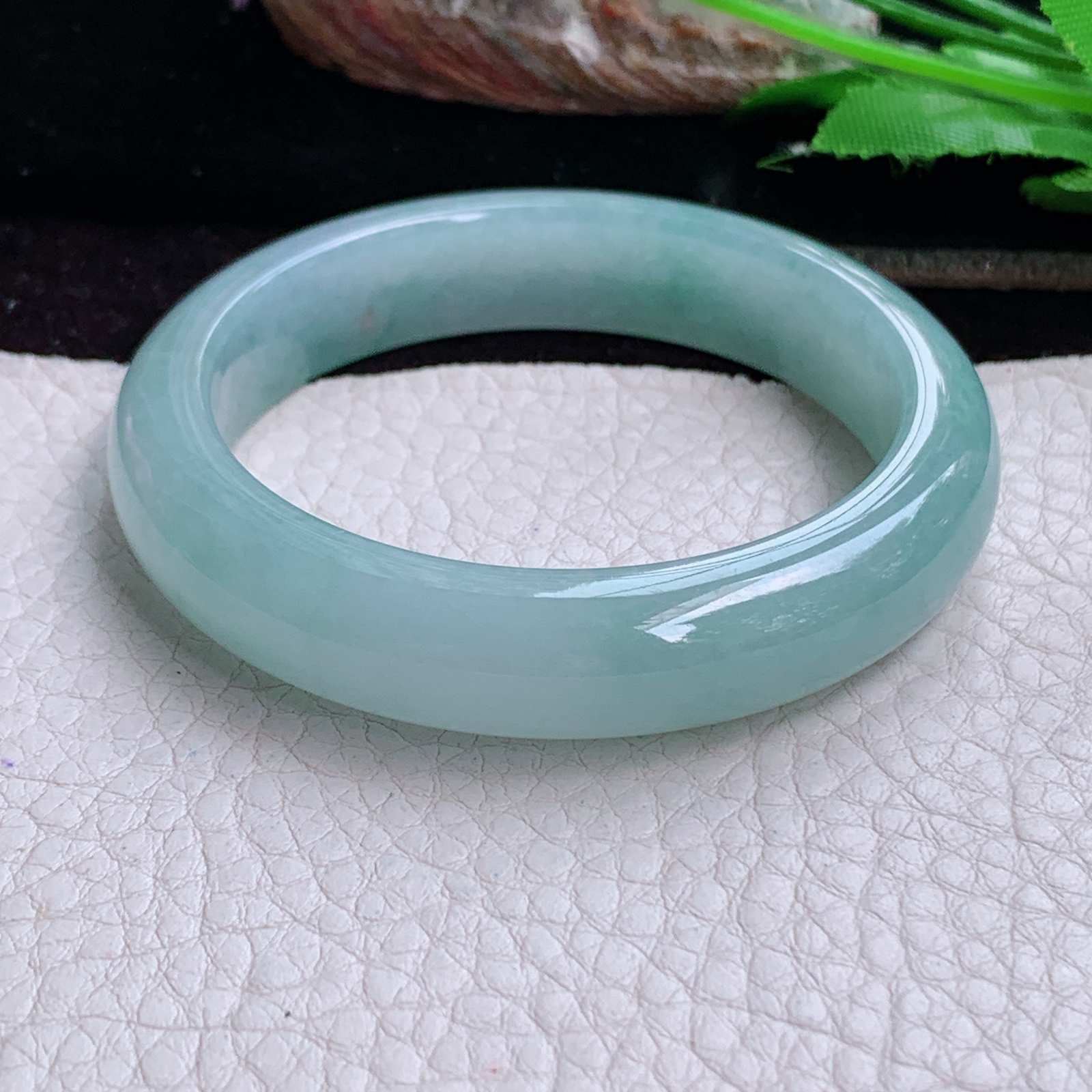 r小圈口51.5*11.8*8平安镯 天然缅甸翡翠A货玉手镯冰蓝正圈玉镯子