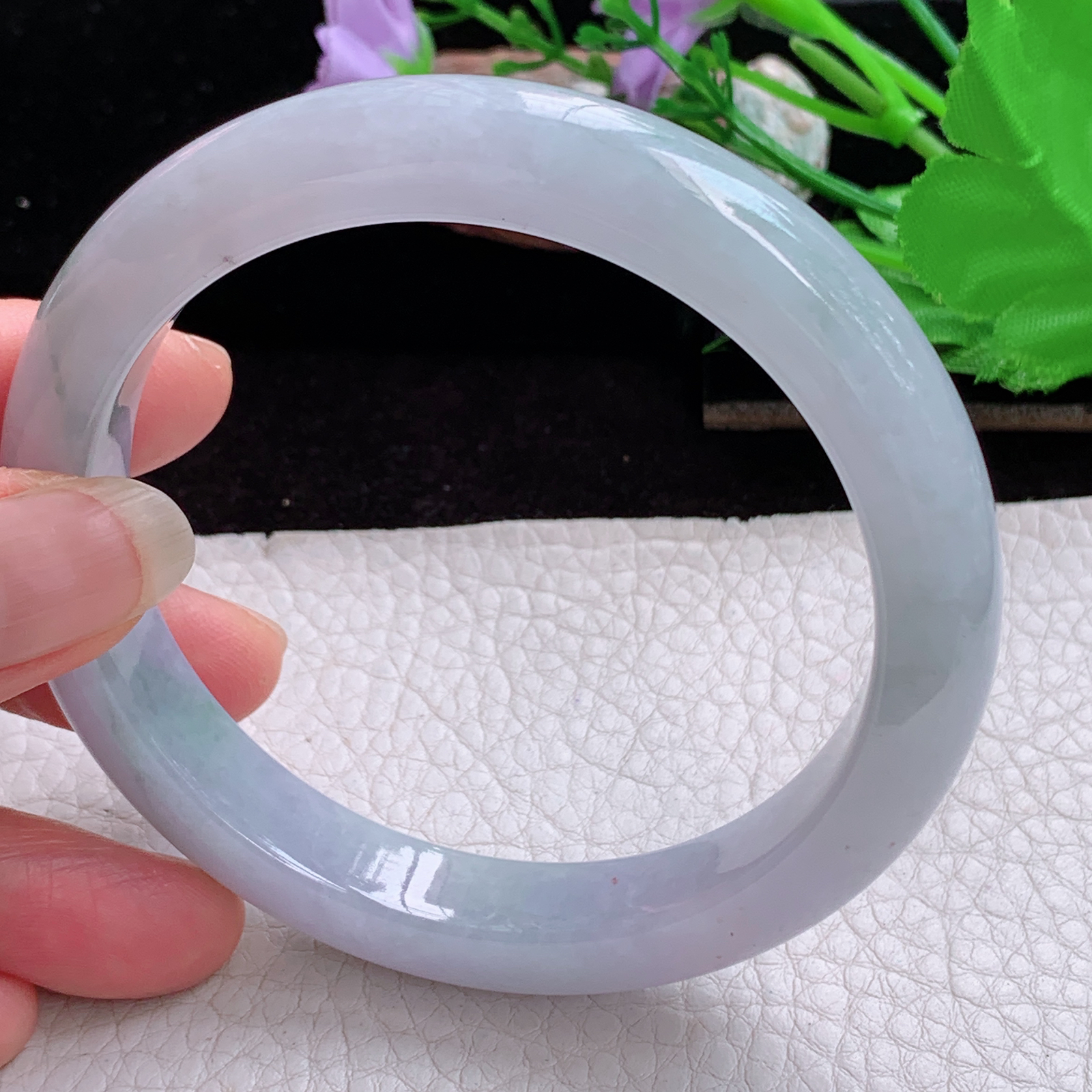 pj大圈口63*14.5*9平安镯 特色天然缅甸翡翠手镯飘花大气正圈玉镯子