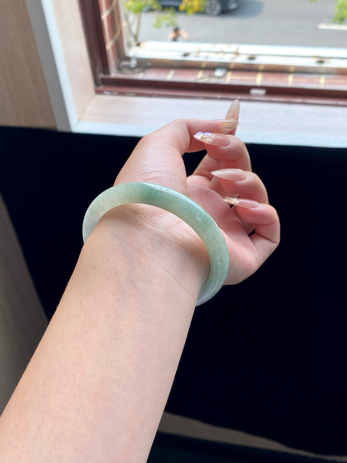 湖水绿半山水窄条正圈成品（细纹不扣）

⭕️57-10-7.6