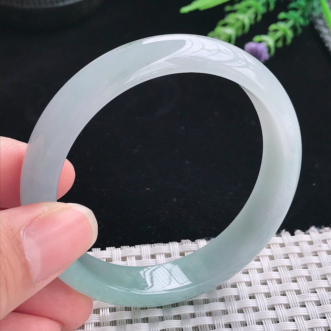 实拍A货翡翠56.8/12.8/7.8老坑冰胶果冻冰晴天空蓝手镯翡翠玉镯手环