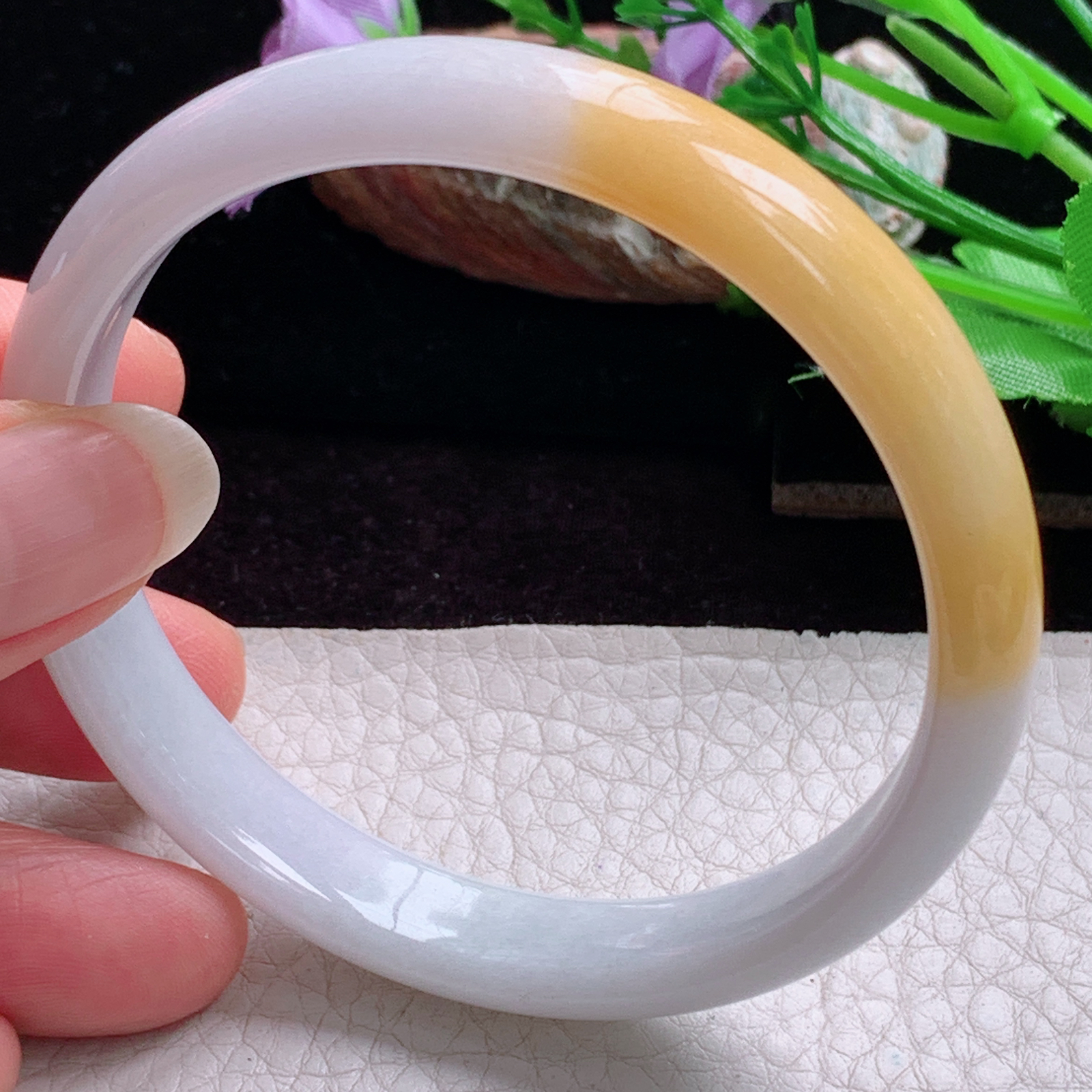 mq大圈口60*11.5*6.2招财镯 天然缅甸翡翠手镯双彩水润正圈玉镯子