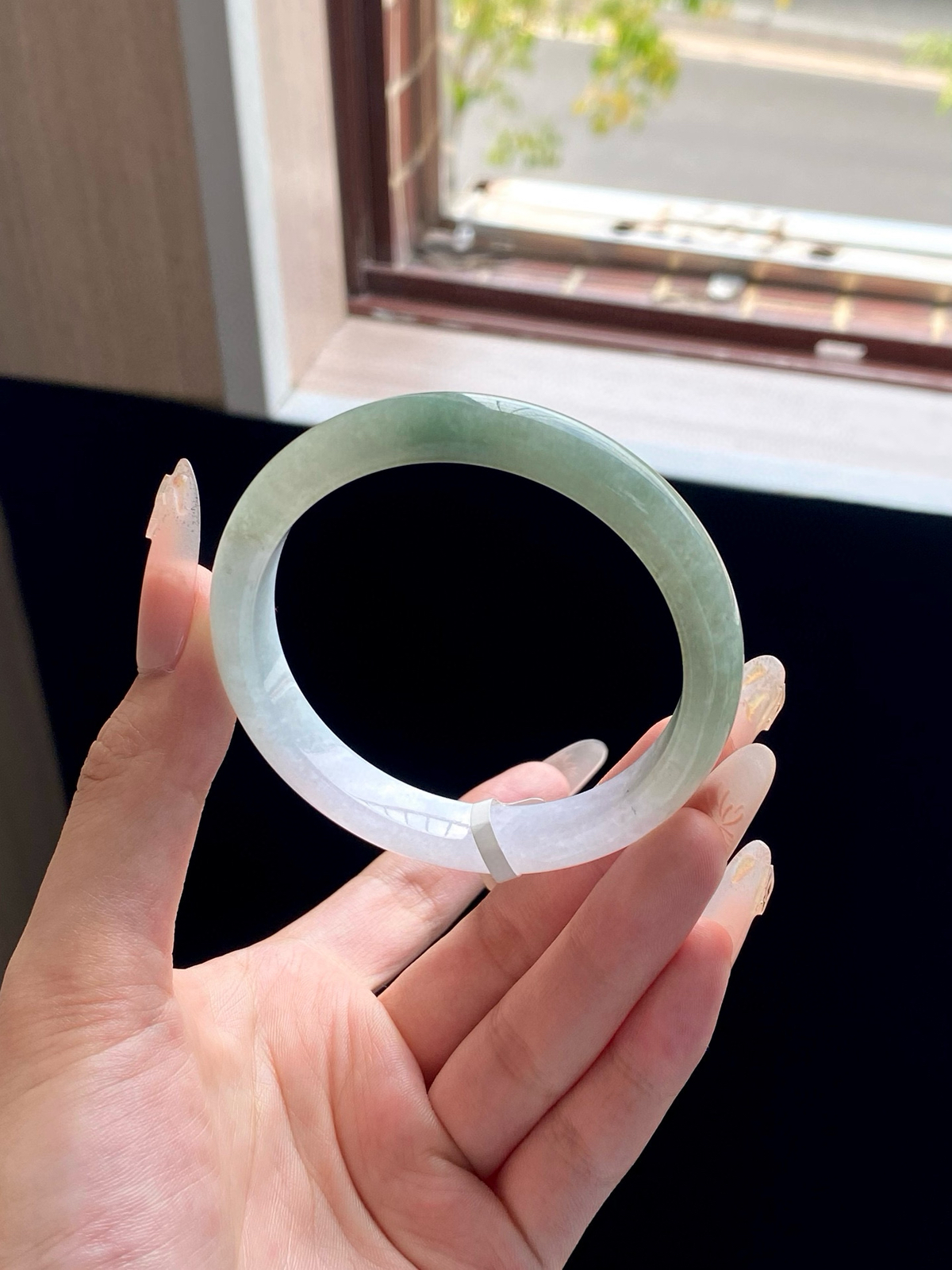 湖水绿半山水窄条正圈成品（细纹不扣）

⭕️57-10-7.6