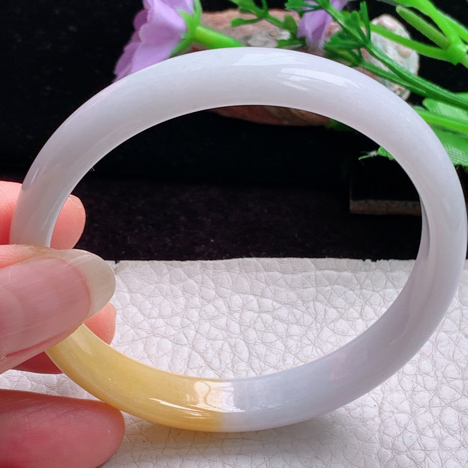 mq大圈口60*11.5*6.2招财镯 天然缅甸翡翠手镯双彩水润正圈玉镯子