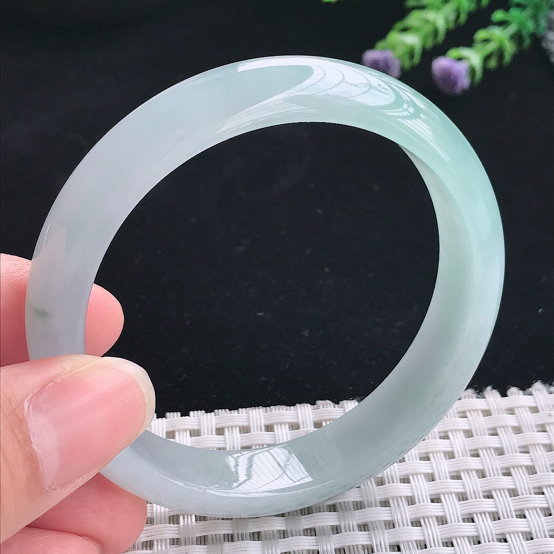 实拍A货翡翠56.8/12.8/7.8老坑冰胶果冻冰晴天空蓝手镯翡翠玉镯手环