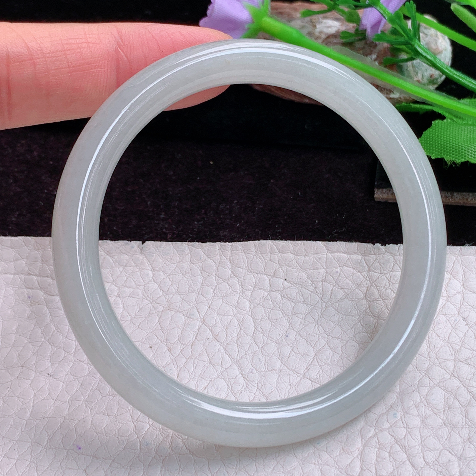 xx实拍56.5*8*7.8美人镯 天然缅甸翡翠A货手镯纯美圆条叮当镯 玉镯子