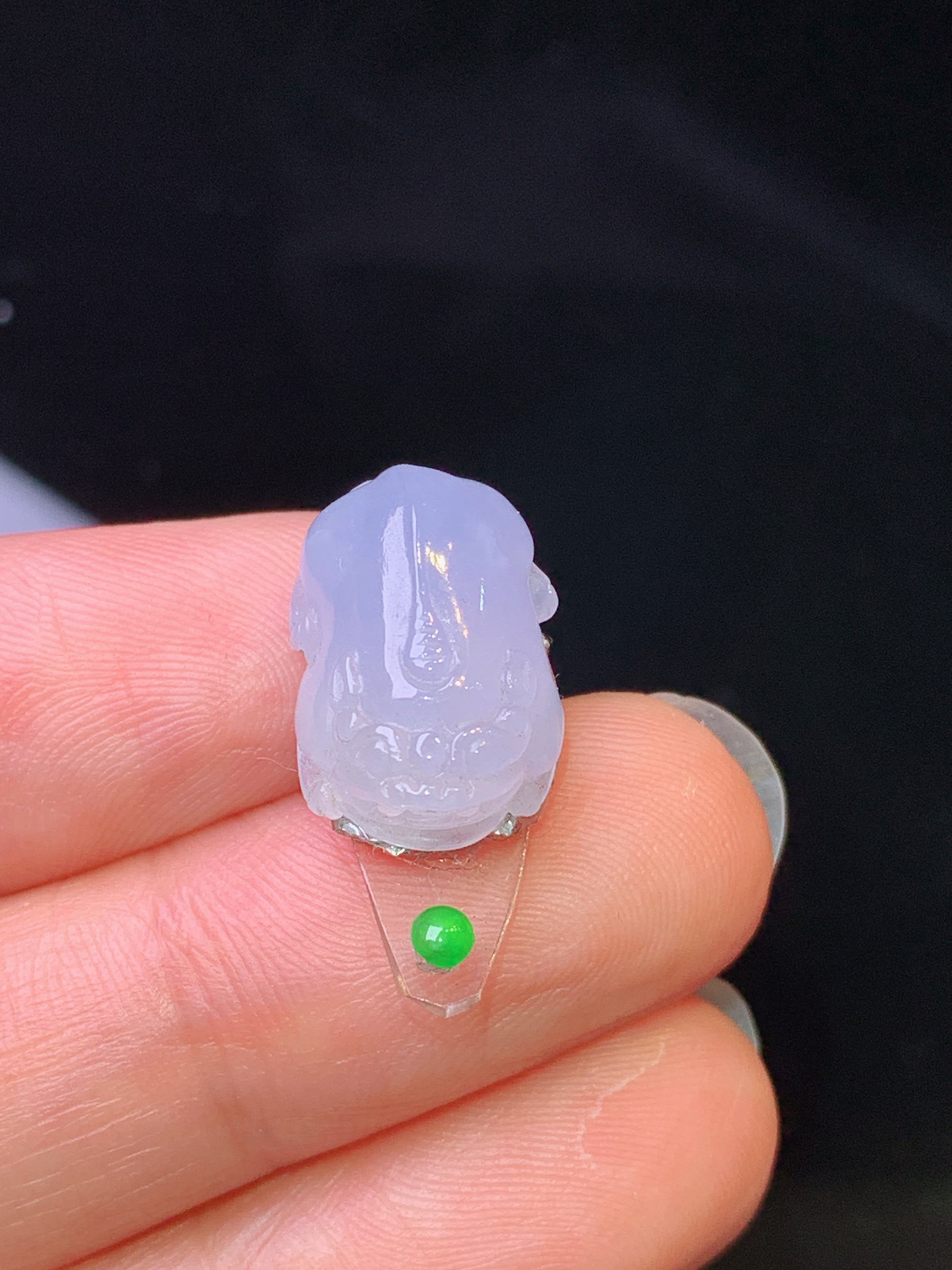 镶嵌款 紫罗兰貔貅吊坠 玉质细腻 色泽艳丽清新 水润亮眼 整体尺寸15.5*10.3*6.2*2x