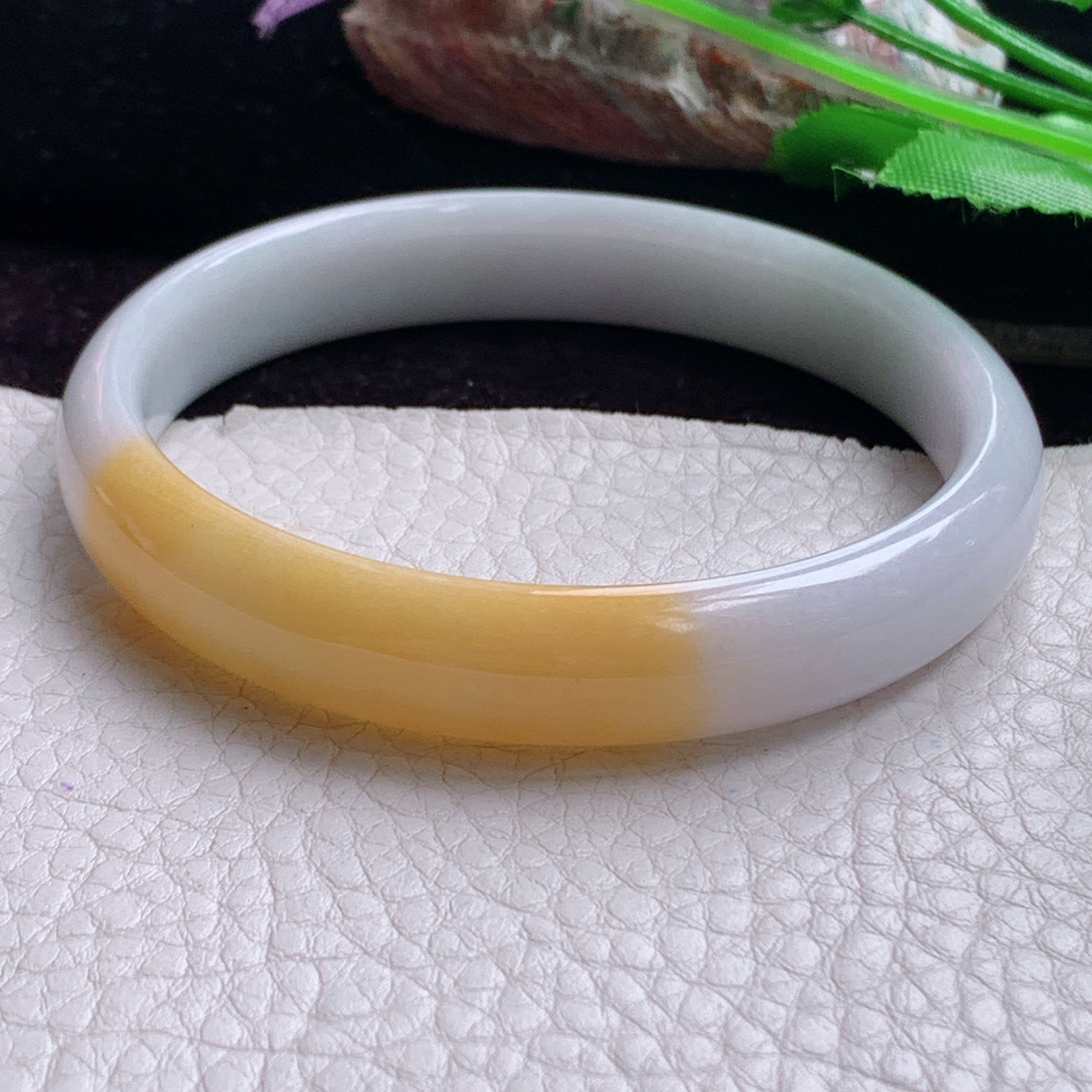 mq大圈口60*11.5*6.2招财镯 天然缅甸翡翠手镯双彩水润正圈玉镯子