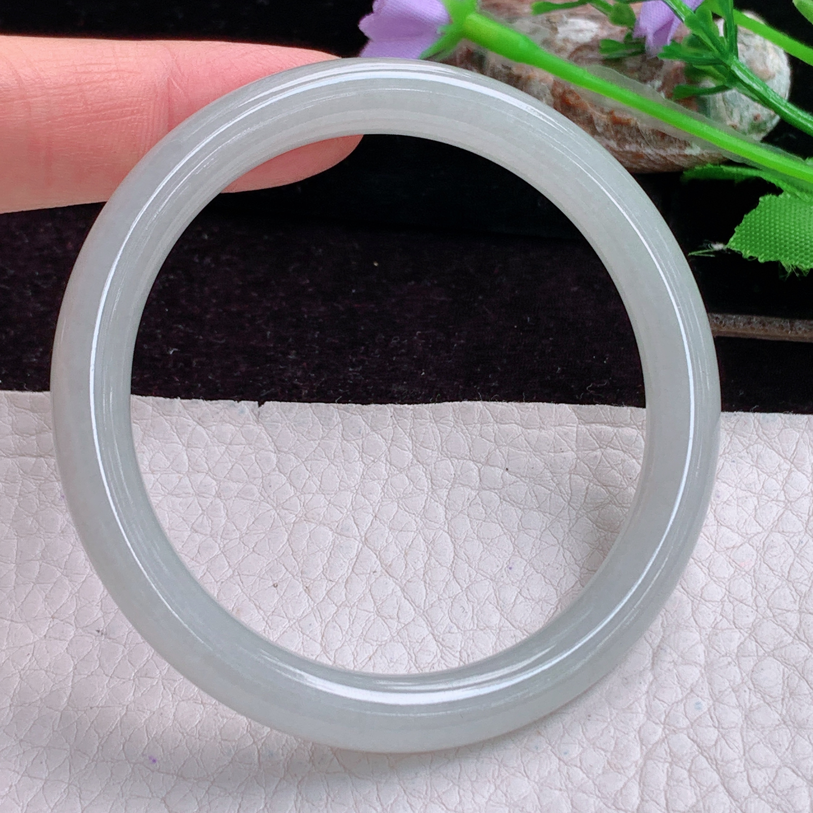 xx实拍56.5*8*7.8美人镯 天然缅甸翡翠A货手镯纯美圆条叮当镯 玉镯子