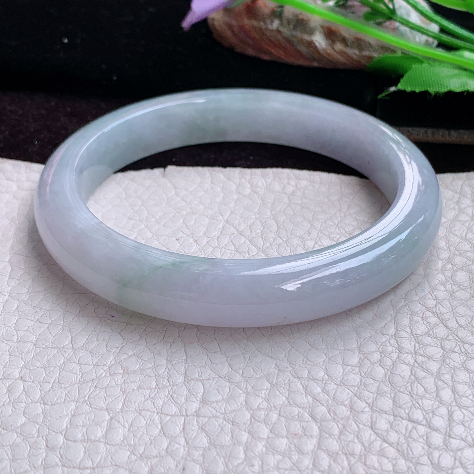 pj大圈口63*14.5*9平安镯 特色天然缅甸翡翠手镯飘花大气正圈玉镯子