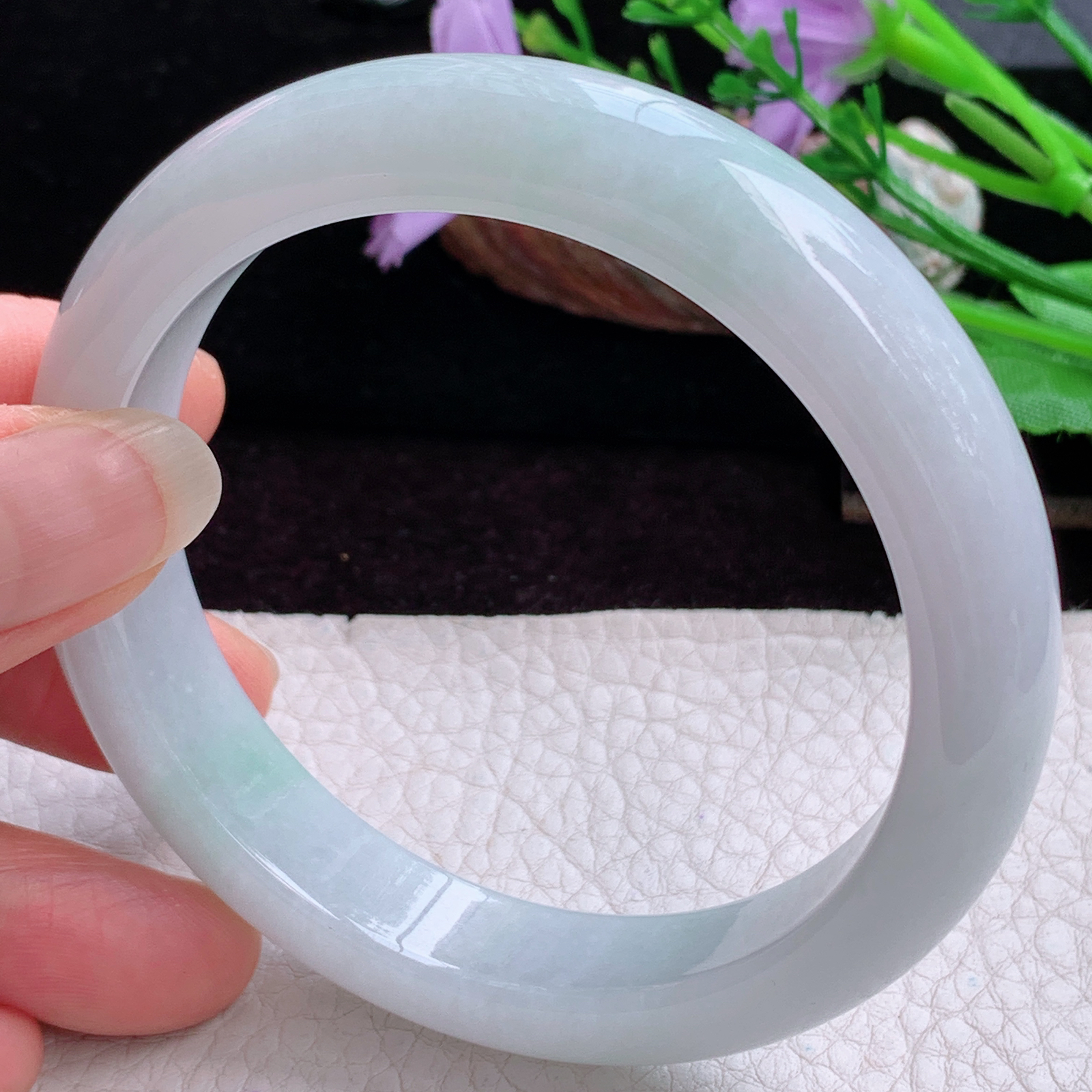 js大圈口60*12.3*8.6平安镯 天然缅甸翡翠手镯清新正圈玉镯子