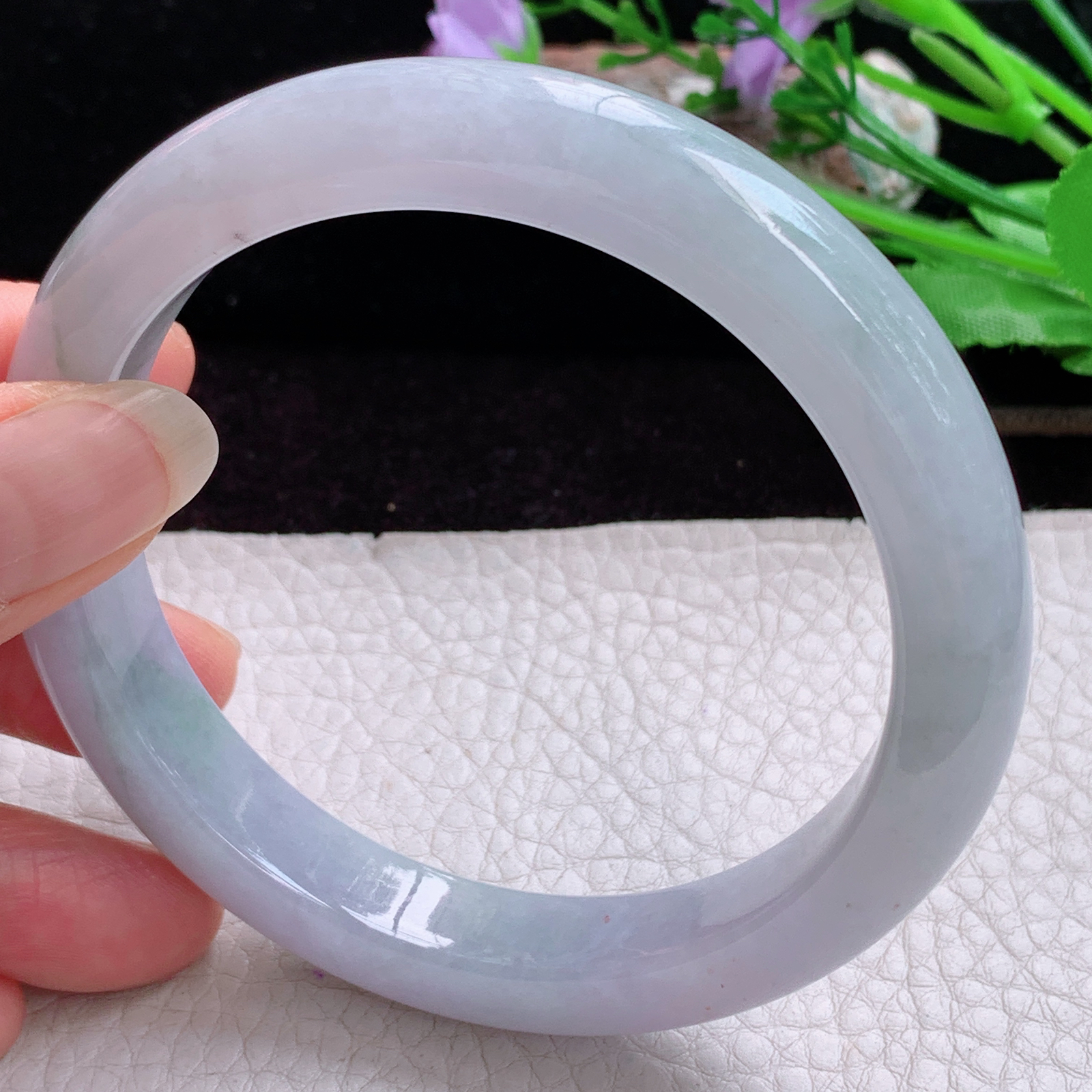 pj大圈口63*14.5*9平安镯 特色天然缅甸翡翠手镯飘花大气正圈玉镯子