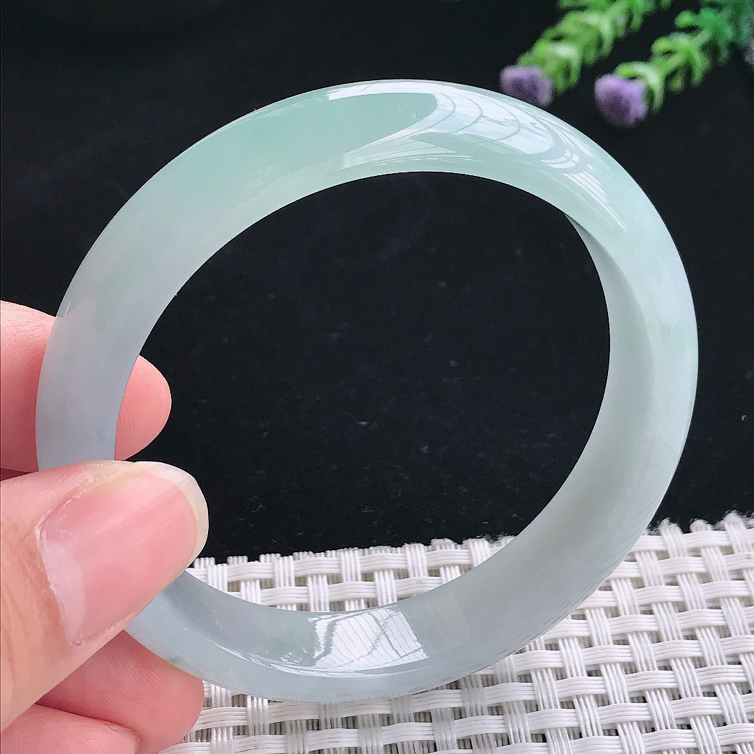 实拍A货翡翠56.8/12.8/7.8老坑冰胶果冻冰晴天空蓝手镯翡翠玉镯手环