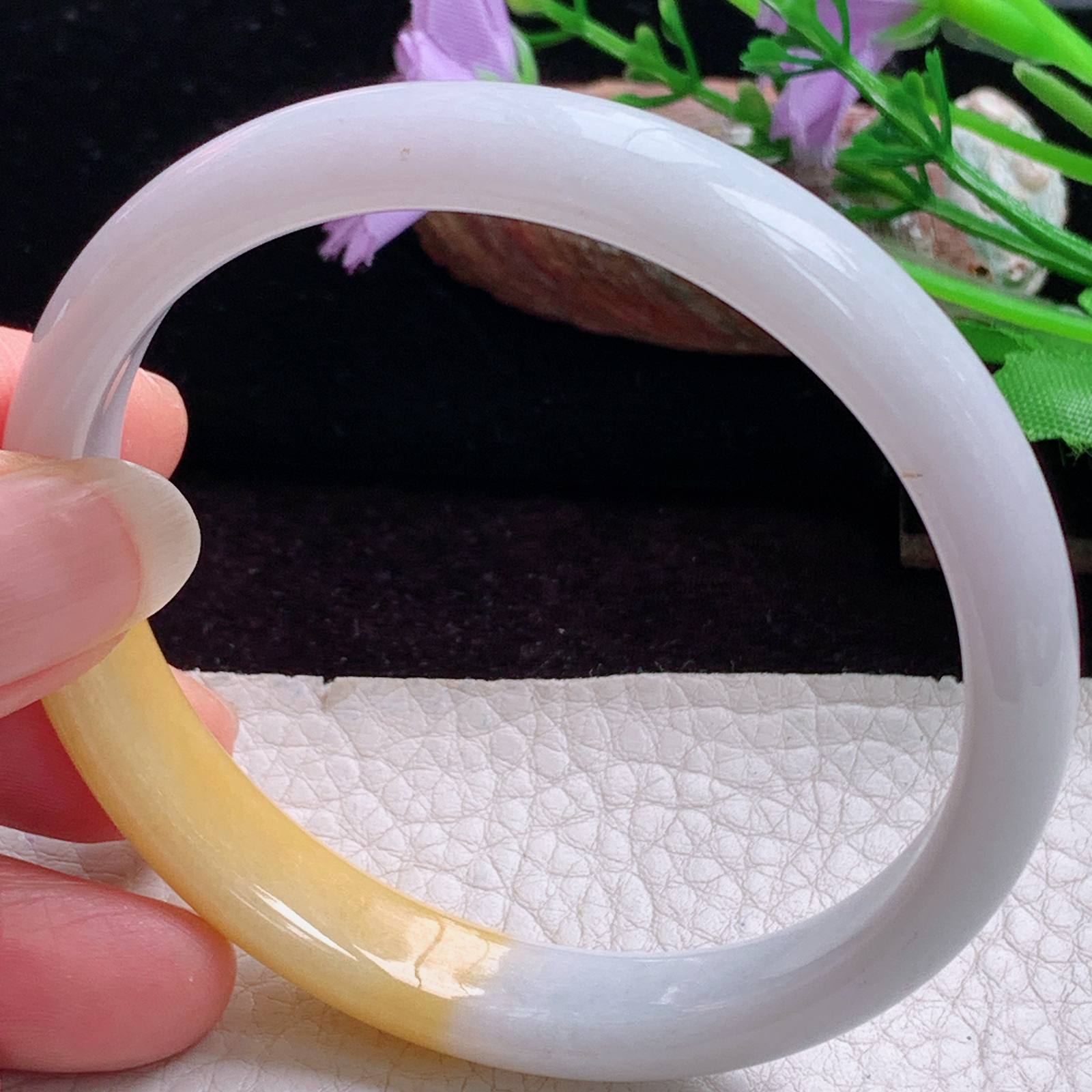 mq大圈口60*11.5*6.2招财镯 天然缅甸翡翠手镯双彩水润正圈玉镯子