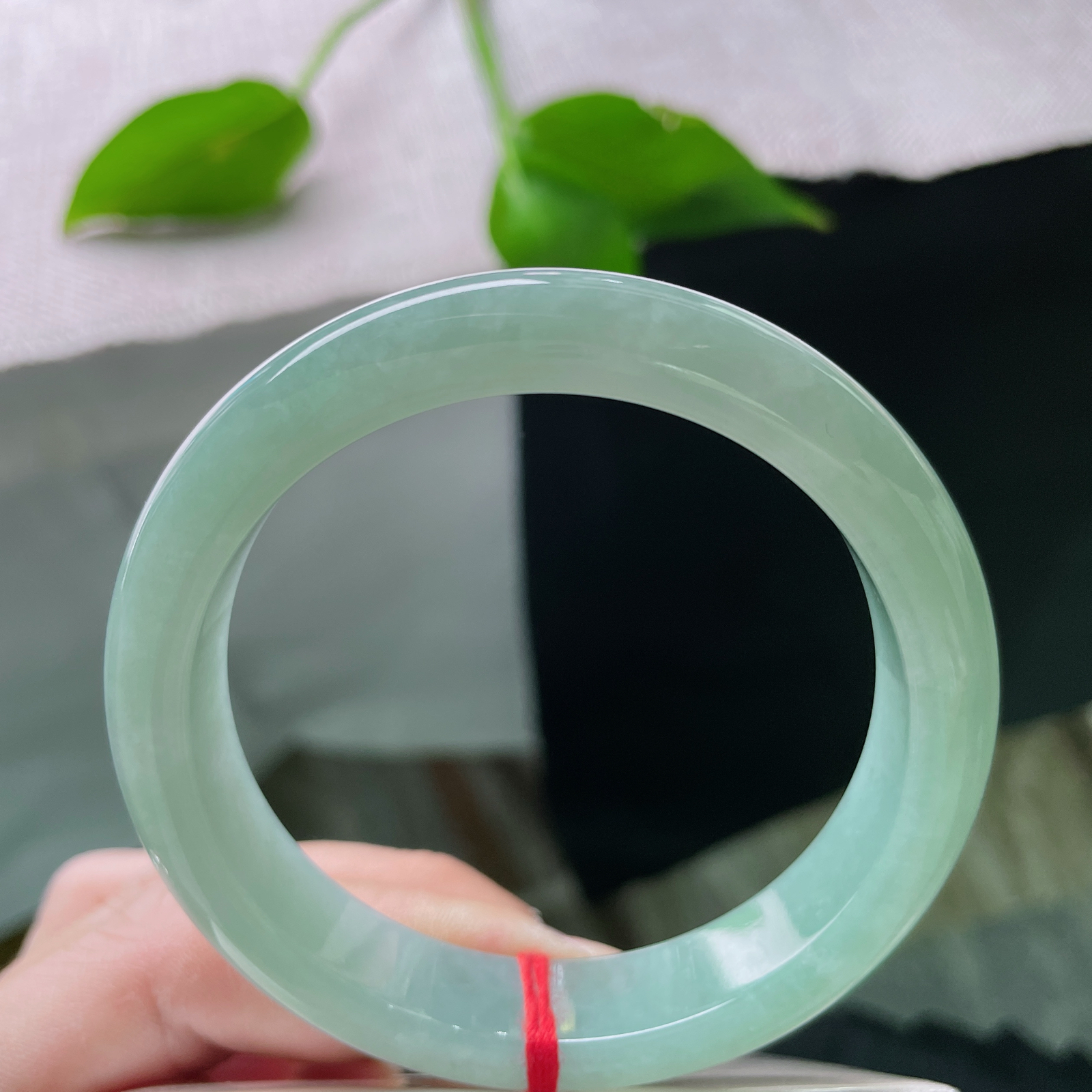 55.4/12.1/8.1，绿底正圈，温润如玉，青翠欲滴，一抹东方雅韵绕腕间。无纹裂