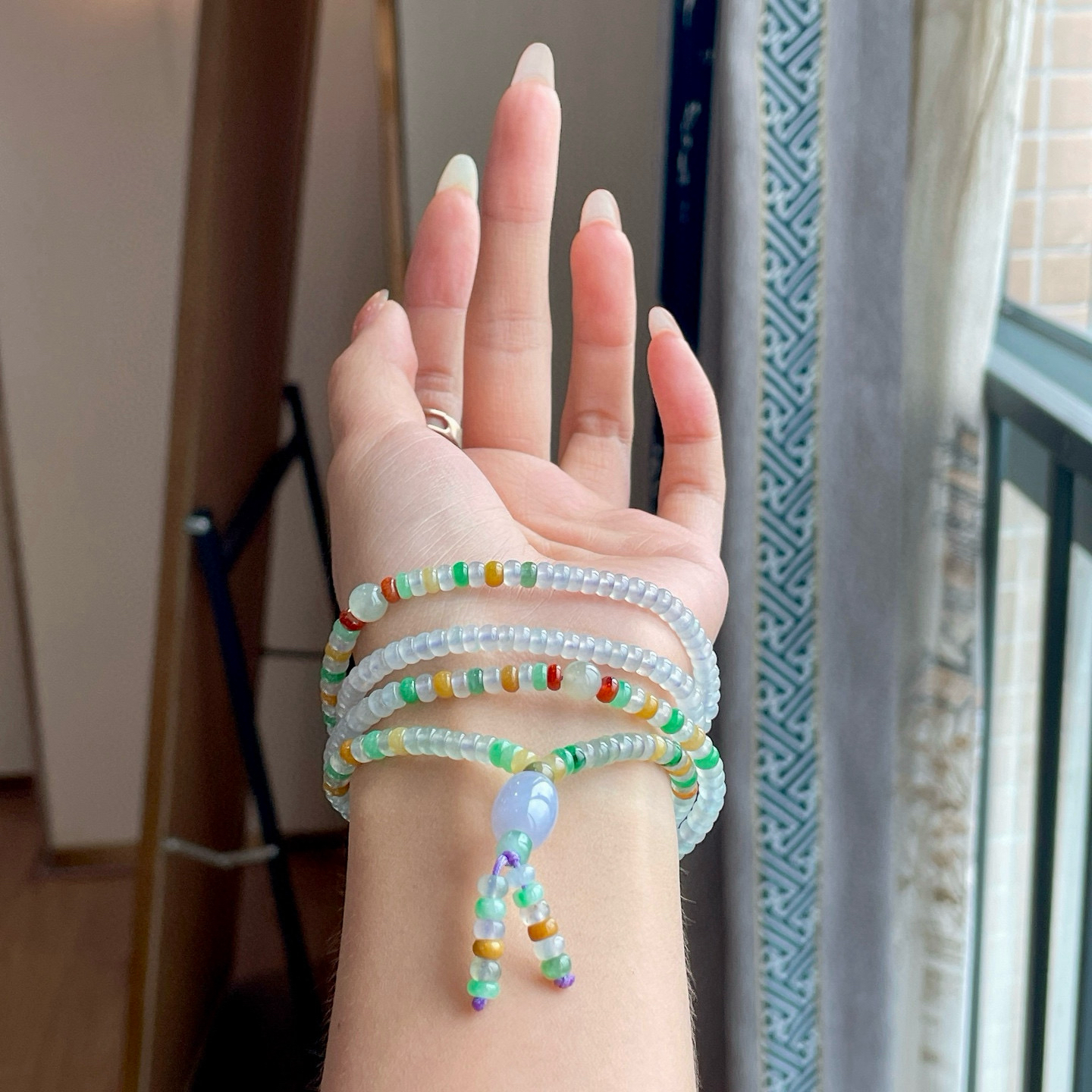 多巴胺算盘珠项链 
尺寸：4.5×3