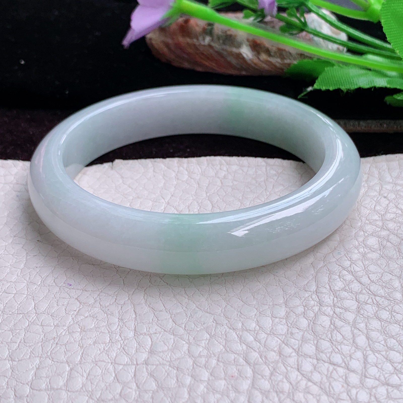 js大圈口60*12.3*8.6平安镯 天然缅甸翡翠手镯清新正圈玉镯子