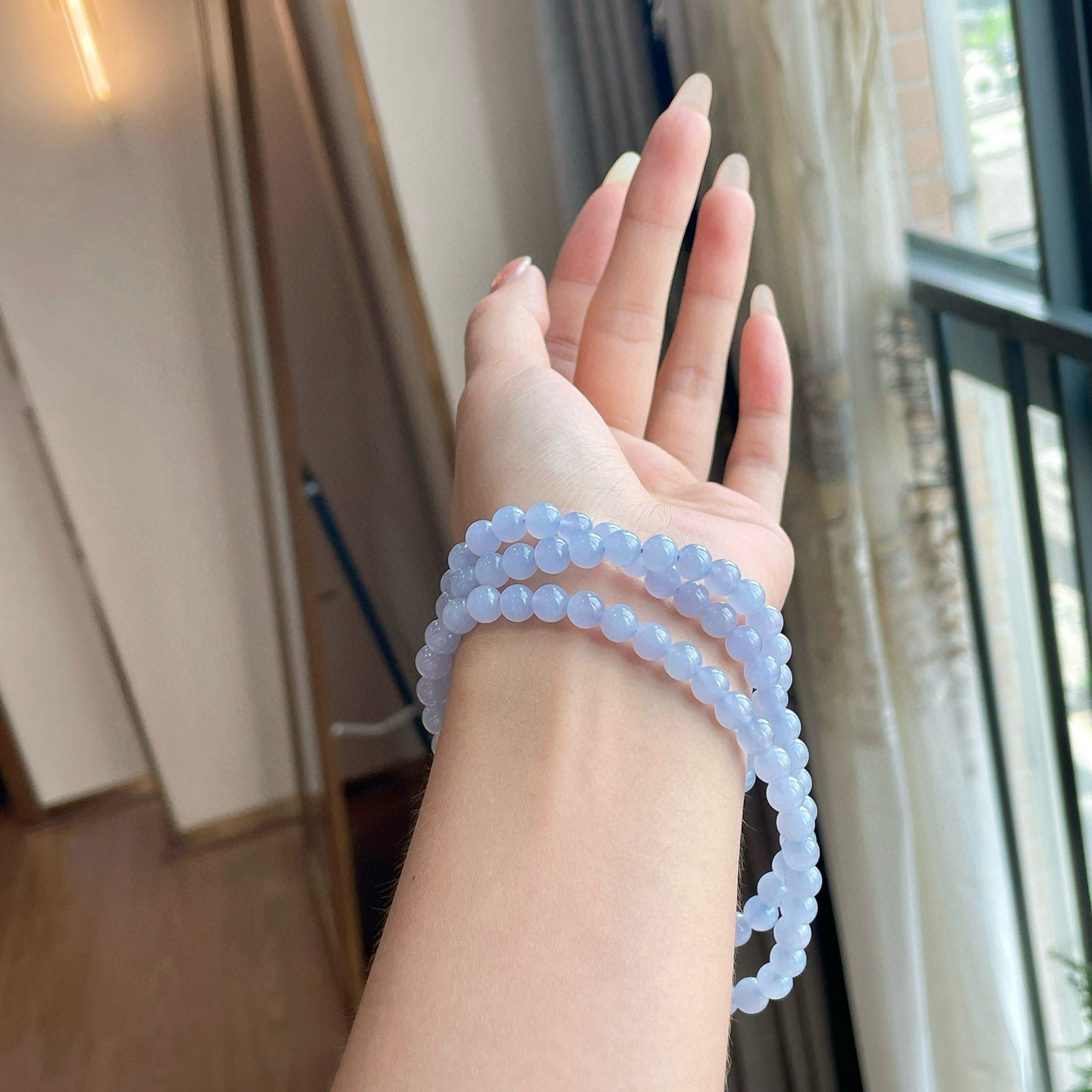 粉紫项链，紫罗兰珠链
尺寸：6.5/108颗