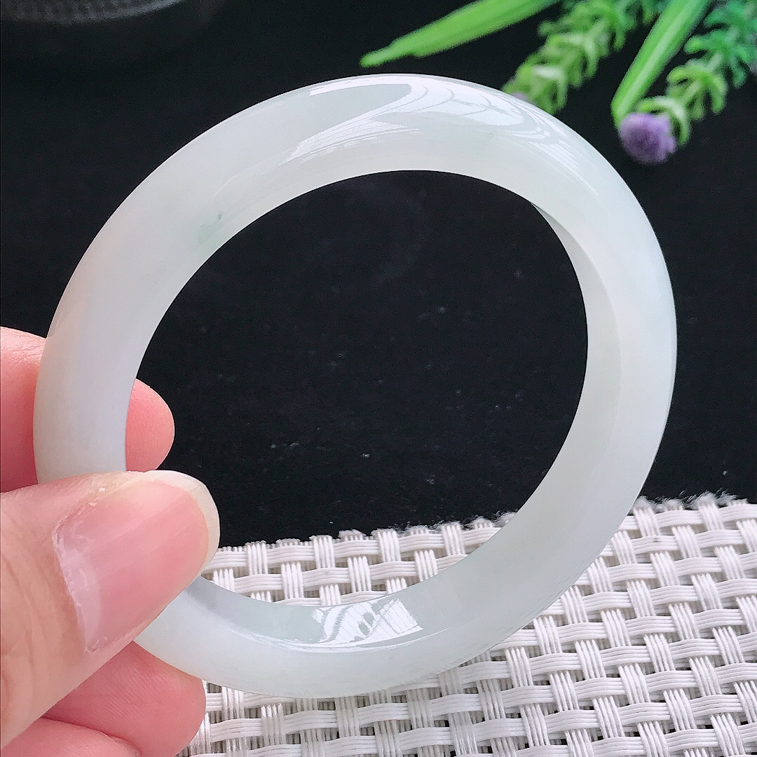 实拍A货翡翠54/9.9/8.5老坑冰纯果冻胶冰晴手镯翡翠玉镯手环