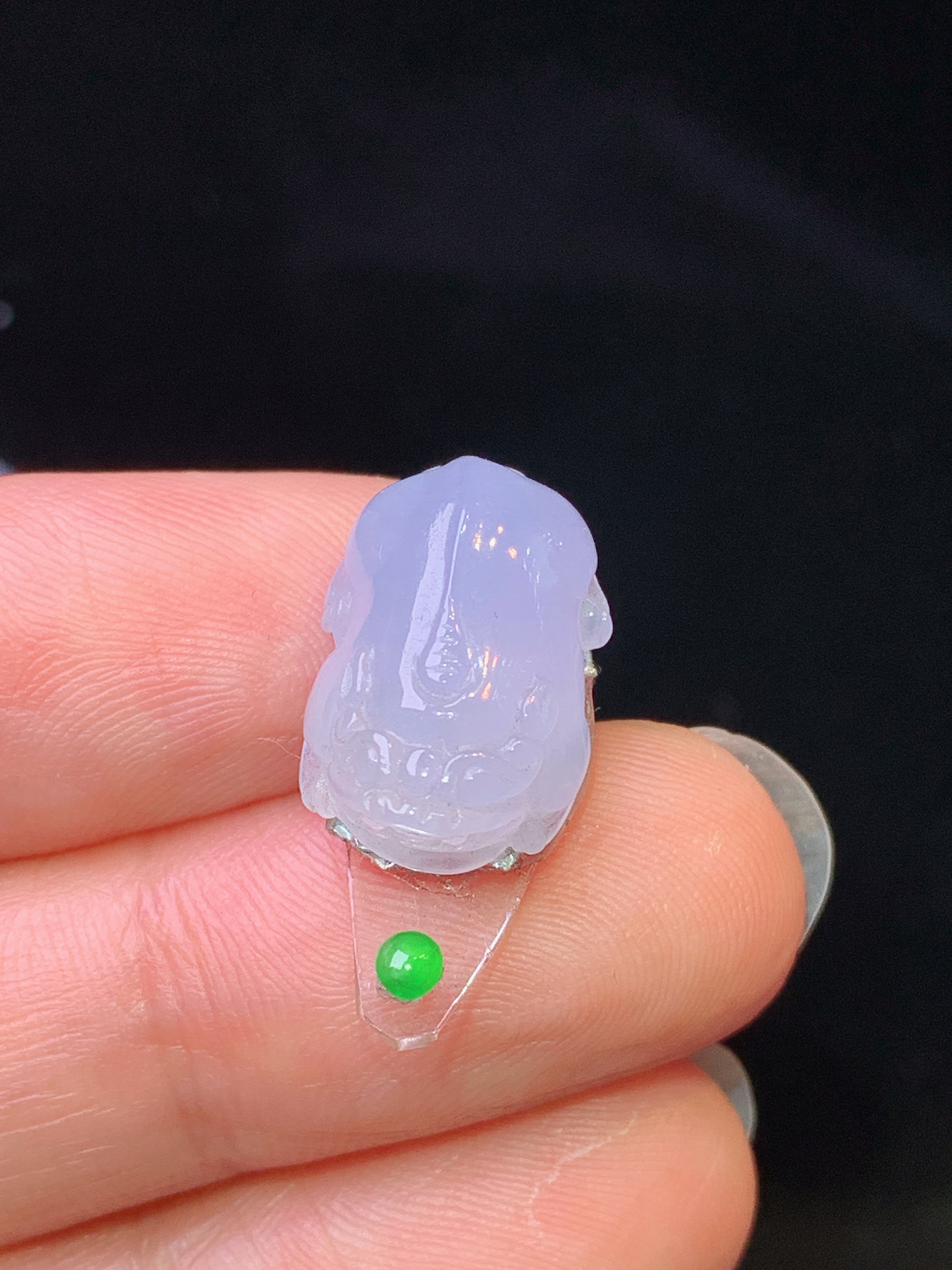 镶嵌款 紫罗兰貔貅吊坠 玉质细腻 色泽艳丽清新 水润亮眼 整体尺寸15.5*10.3*6.2*2x