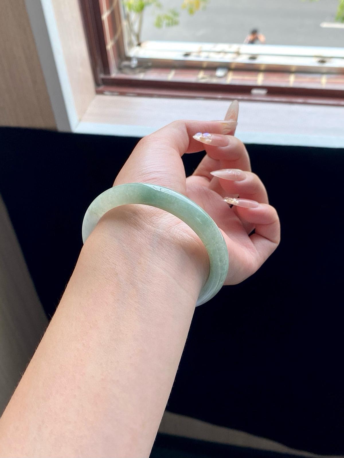 湖水绿半山水窄条正圈成品（细纹不扣）

⭕️57-10-7.6