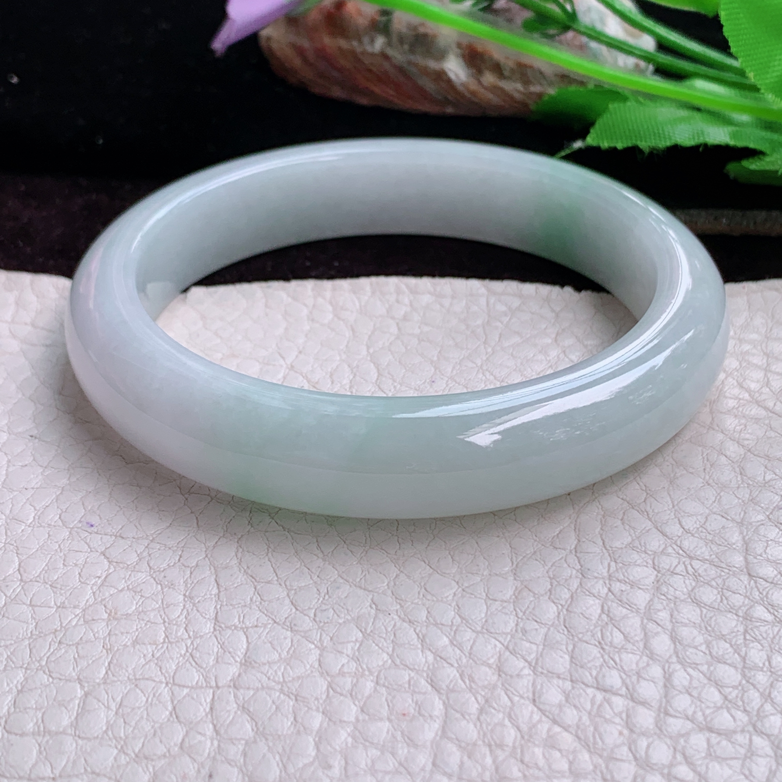 js大圈口60*12.3*8.6平安镯 天然缅甸翡翠手镯清新正圈玉镯子