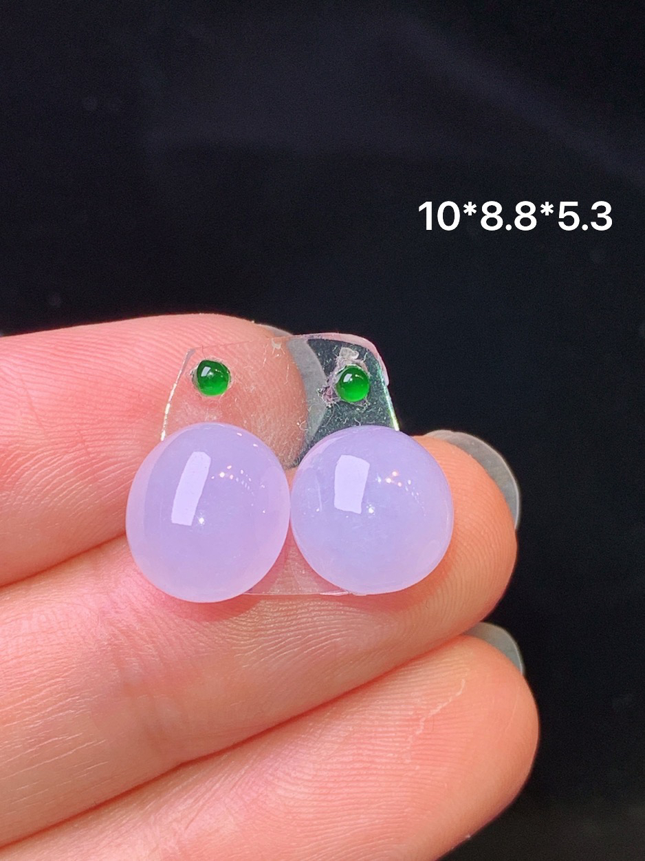 镶嵌款 紫罗兰蛋面一对 玉质细腻 色泽艳丽清新 水润亮眼 整体尺寸10*8.8*5.3*2x