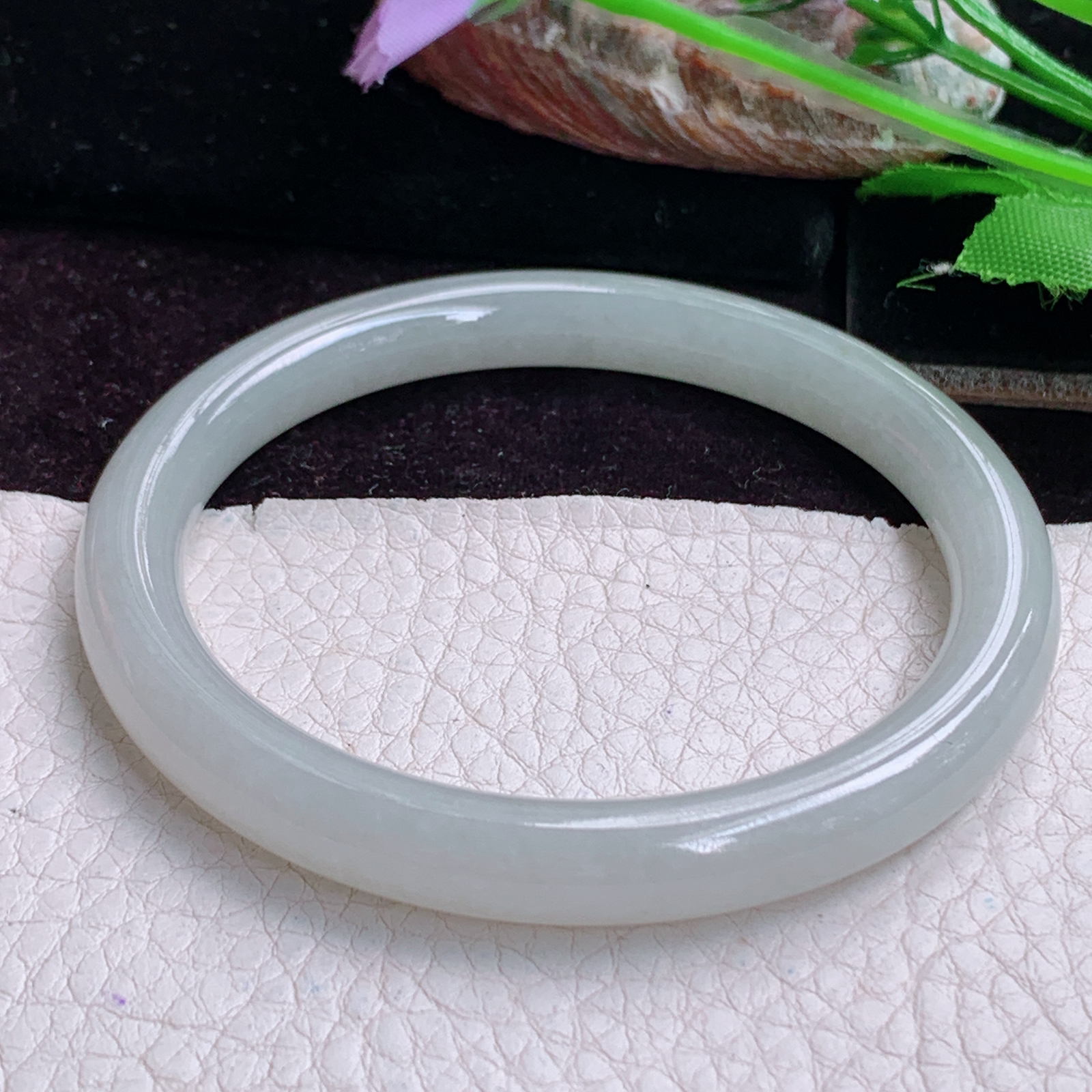 xx实拍56.5*8*7.8美人镯 天然缅甸翡翠A货手镯纯美圆条叮当镯 玉镯子