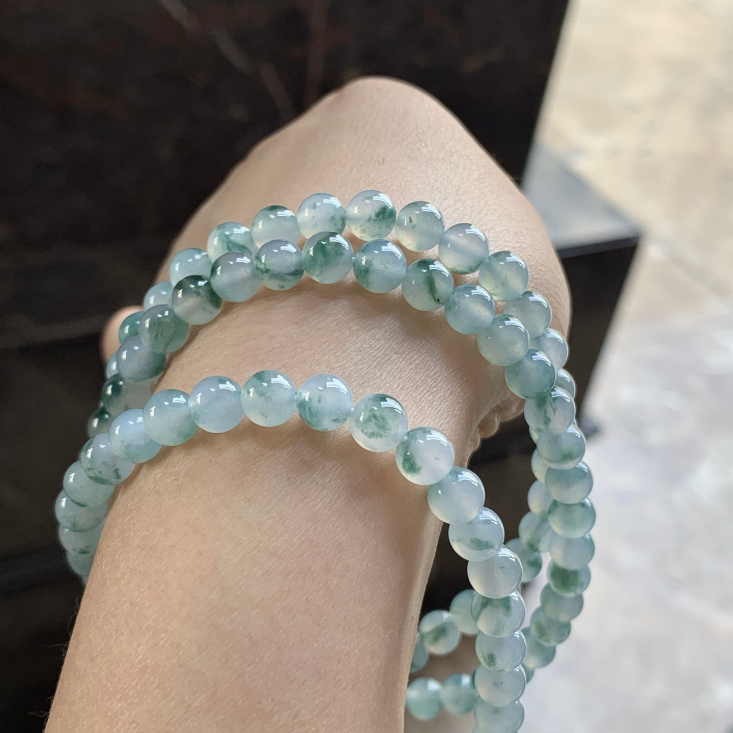 冰蓝花珠链^_^水润 飘花灵韵