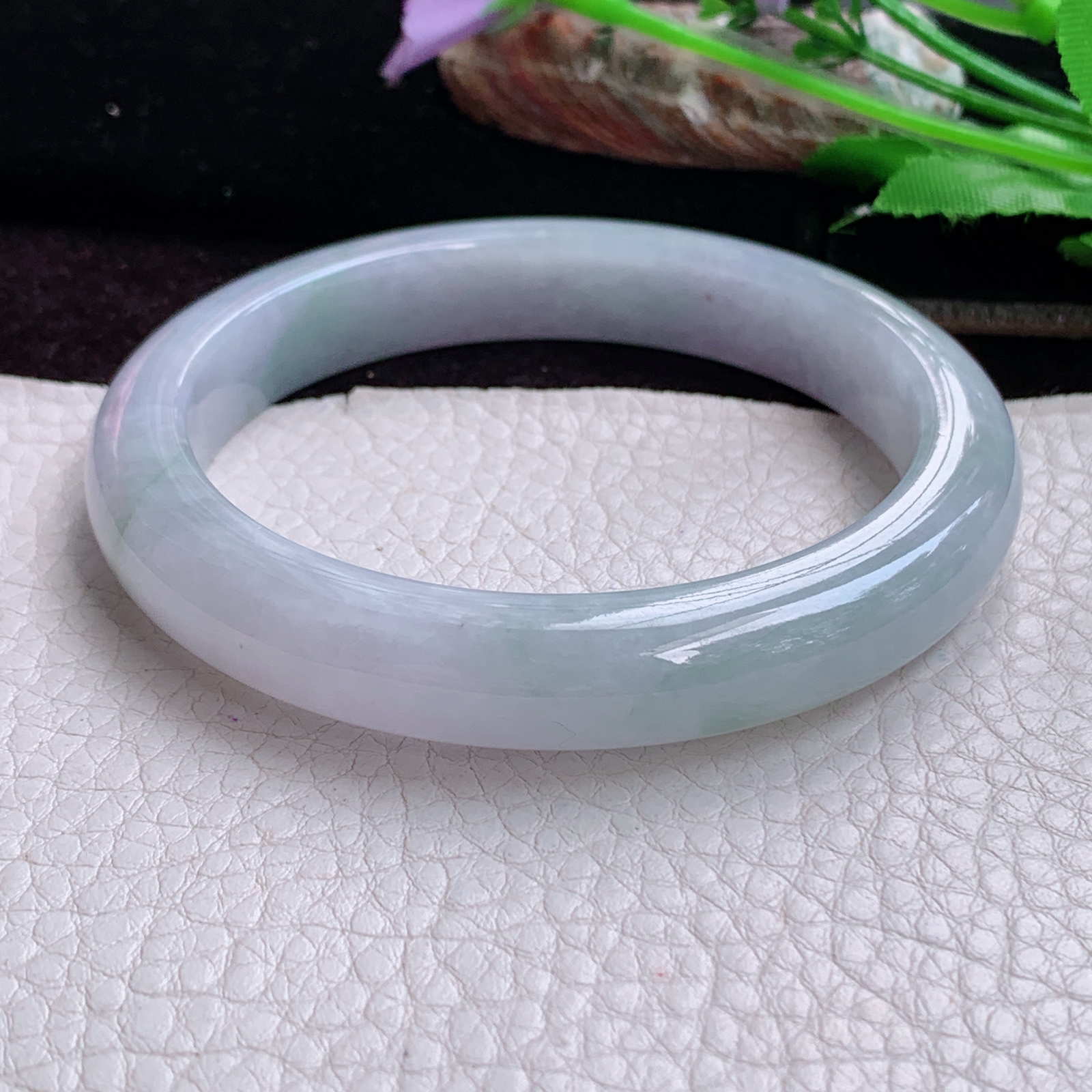 pj大圈口63*14.5*9平安镯 特色天然缅甸翡翠手镯飘花大气正圈玉镯子