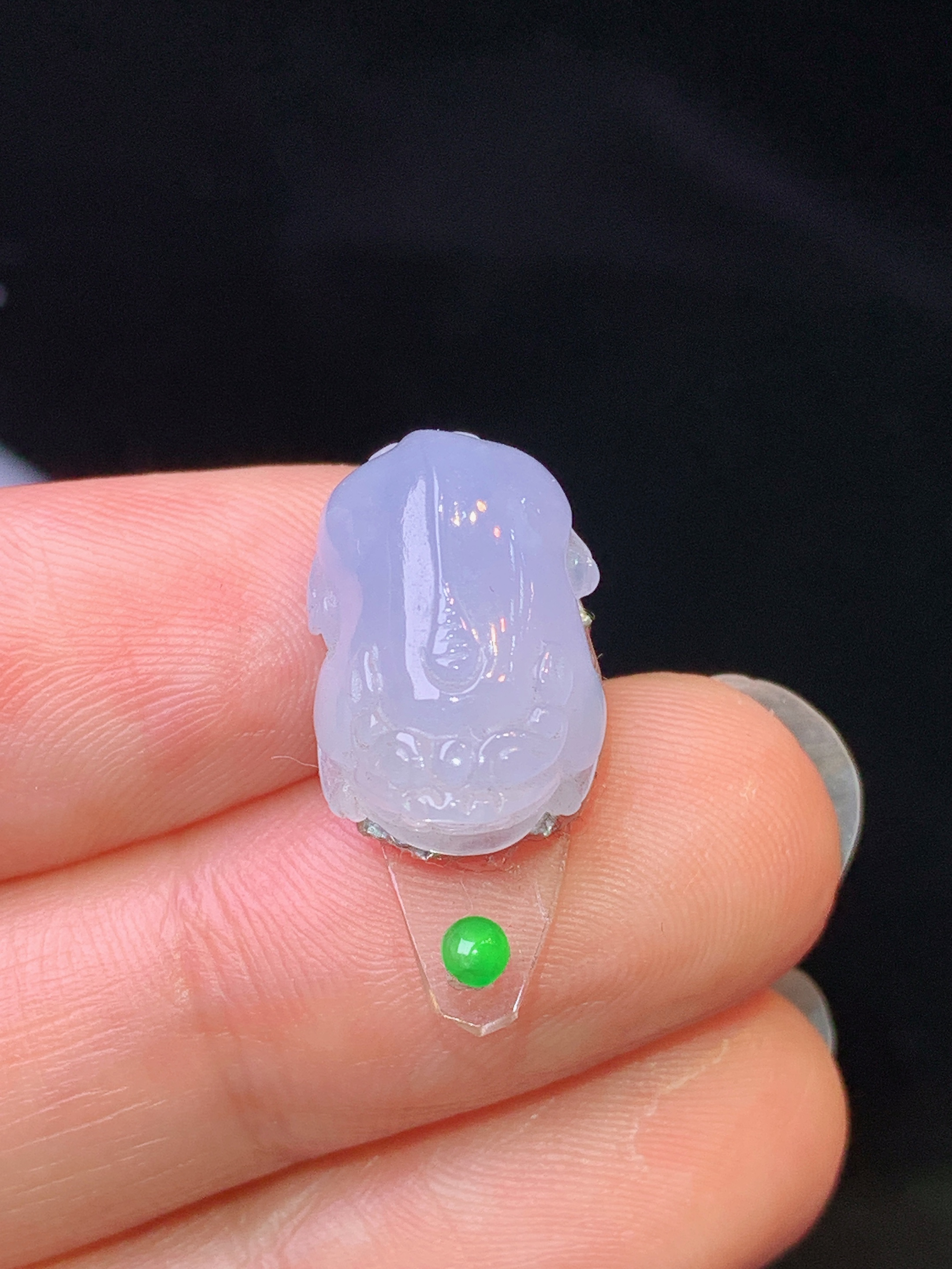 镶嵌款 紫罗兰貔貅吊坠 玉质细腻 色泽艳丽清新 水润亮眼 整体尺寸15.5*10.3*6.2*2x