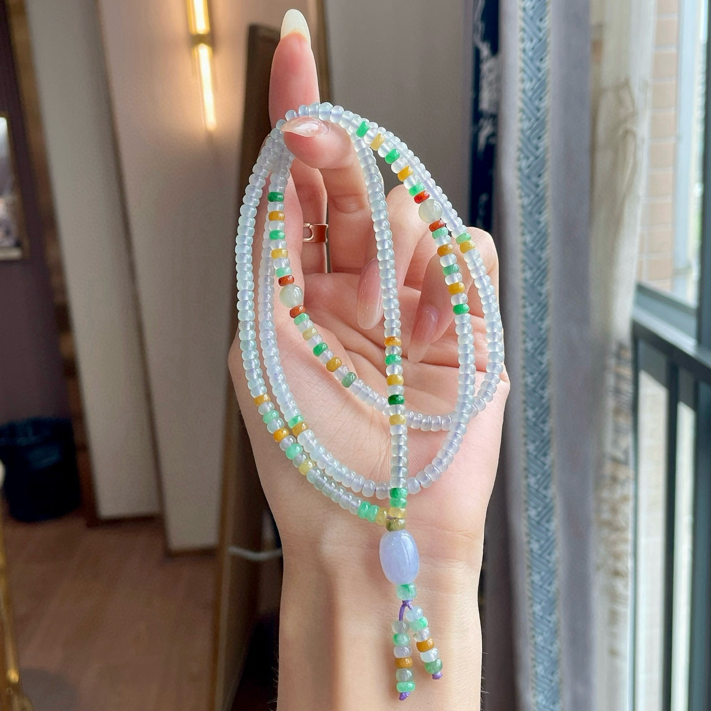 多巴胺算盘珠项链 
尺寸：4.5×3