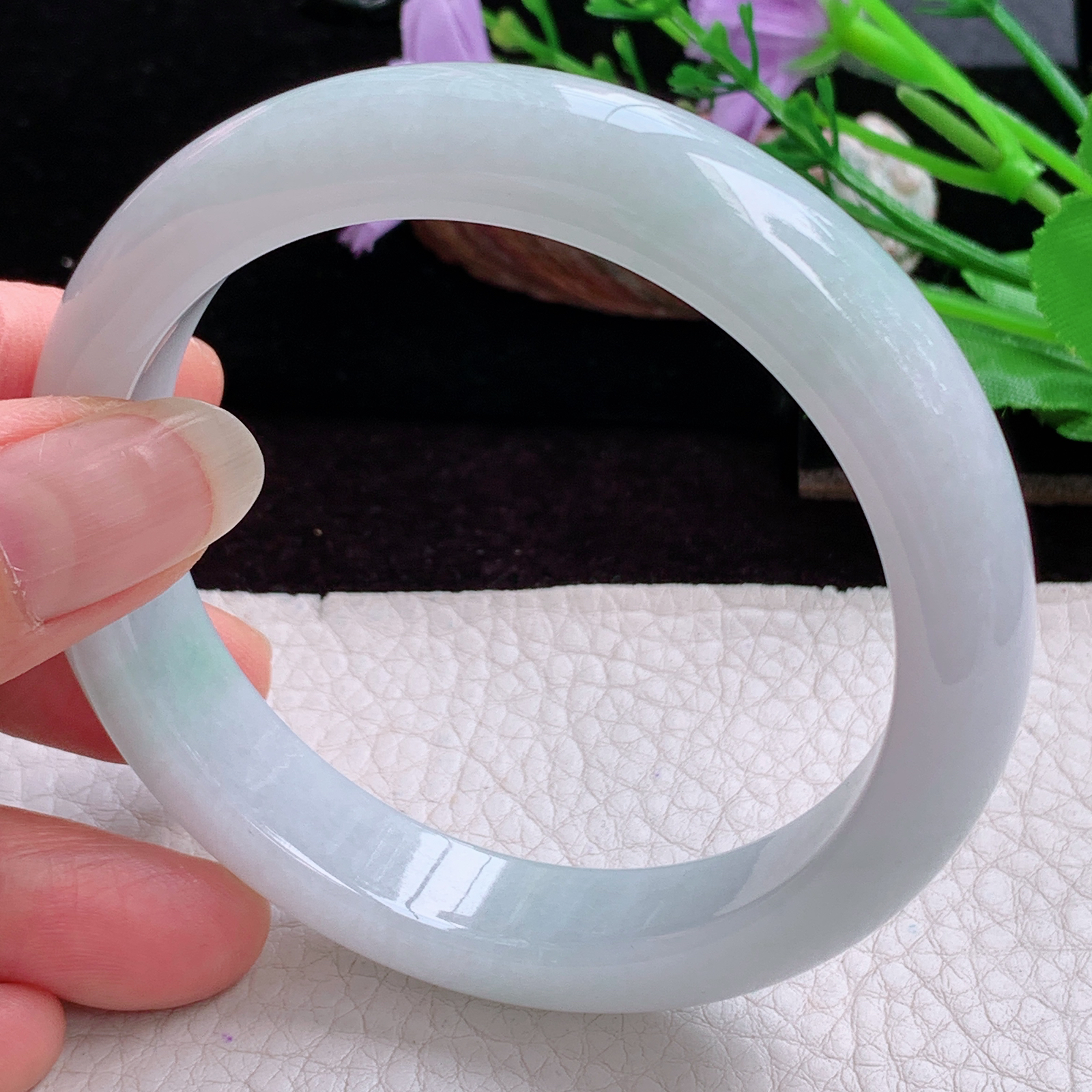 js大圈口60*12.3*8.6平安镯 天然缅甸翡翠手镯清新正圈玉镯子