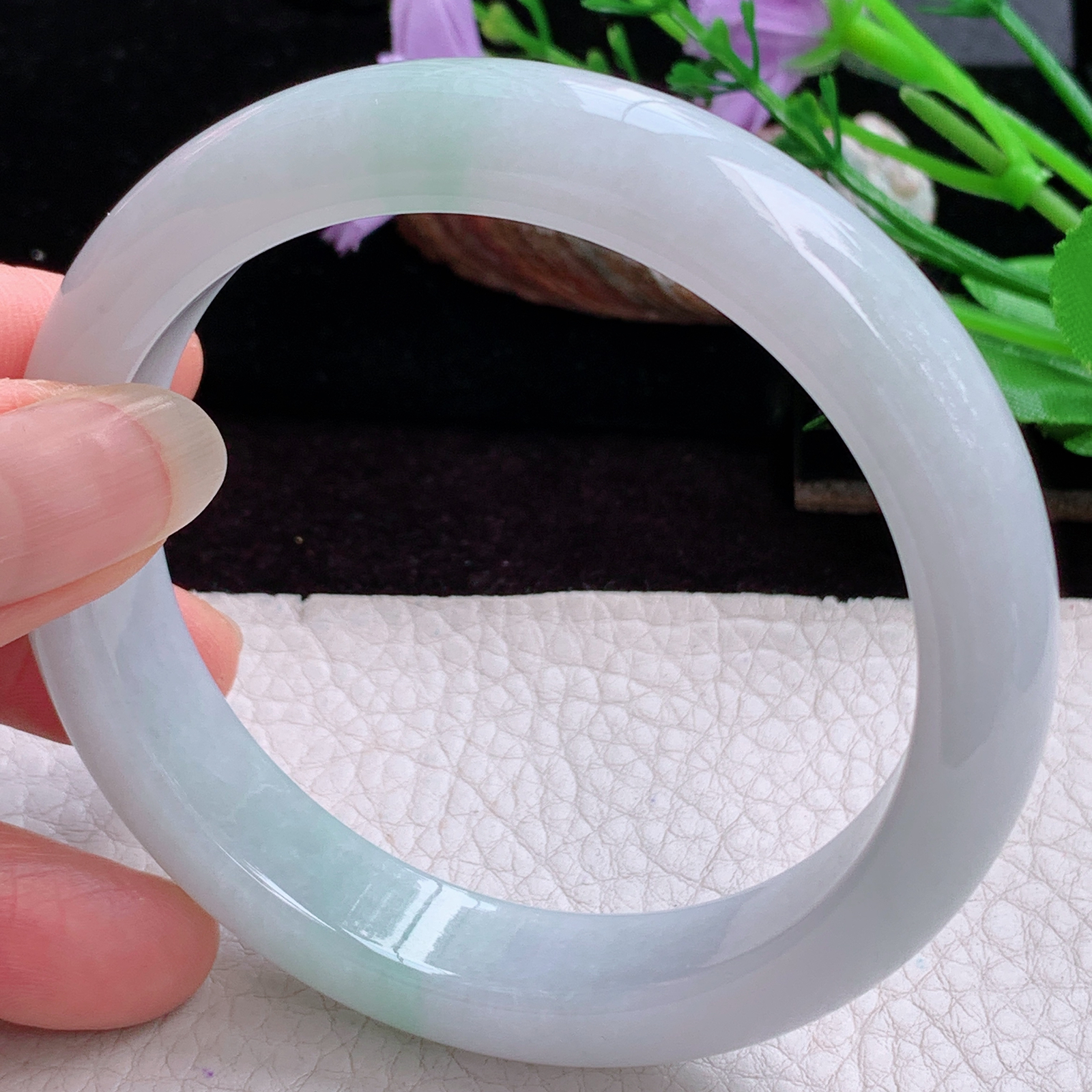 js大圈口60*12.3*8.6平安镯 天然缅甸翡翠手镯清新正圈玉镯子