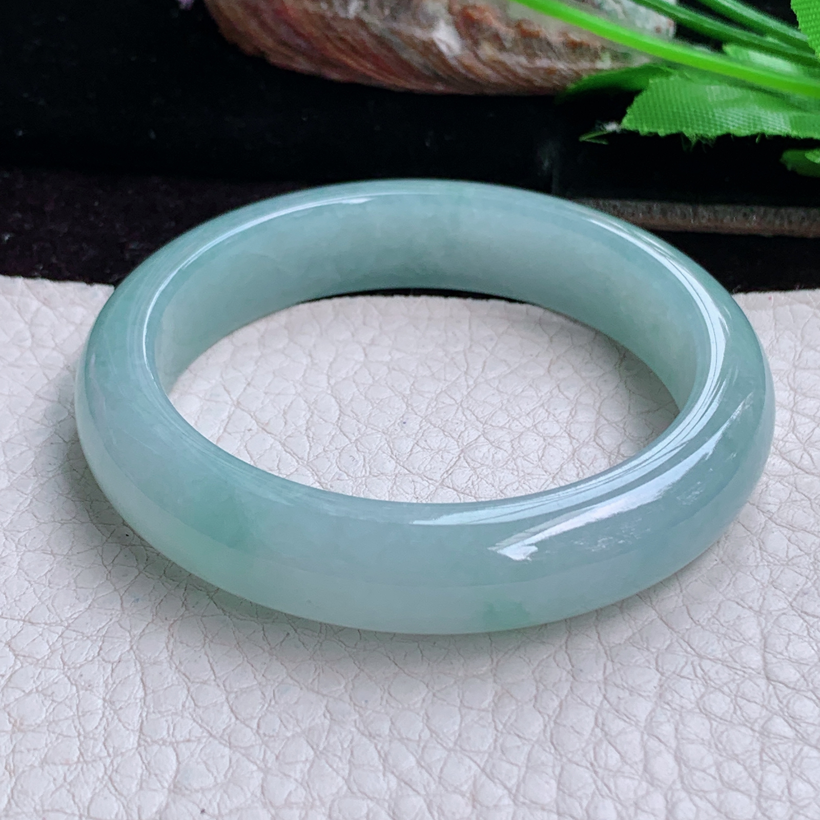 r小圈口51.5*11.8*8平安镯 天然缅甸翡翠A货玉手镯冰蓝正圈玉镯子