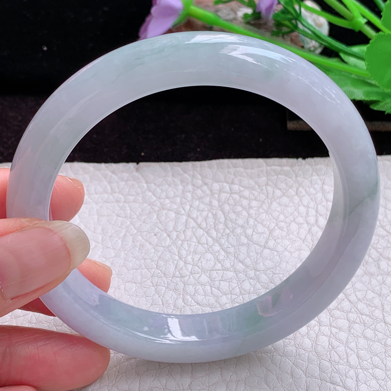 pj大圈口63*14.5*9平安镯 特色天然缅甸翡翠手镯飘花大气正圈玉镯子