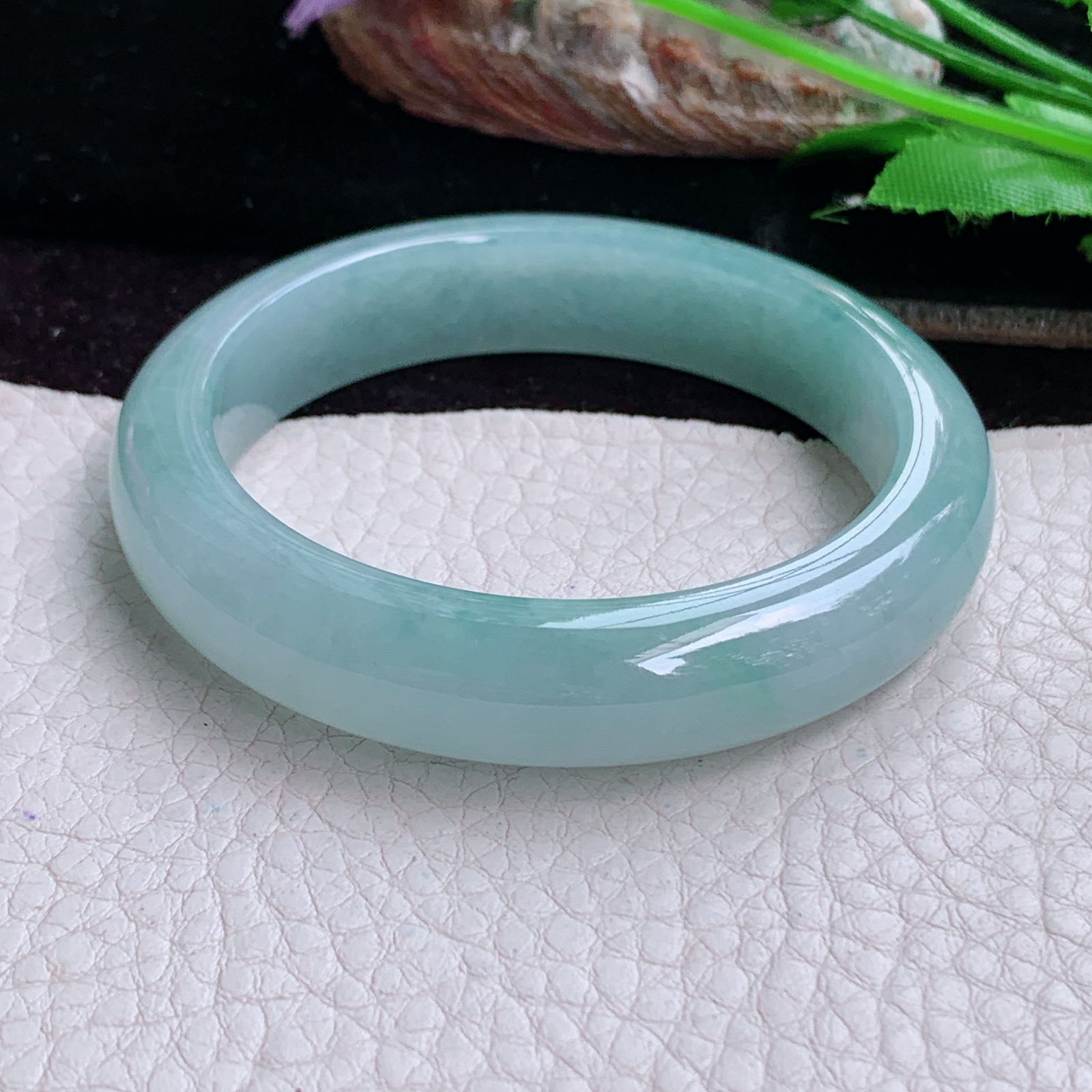 r小圈口51.5*11.8*8平安镯 天然缅甸翡翠A货玉手镯冰蓝正圈玉镯子