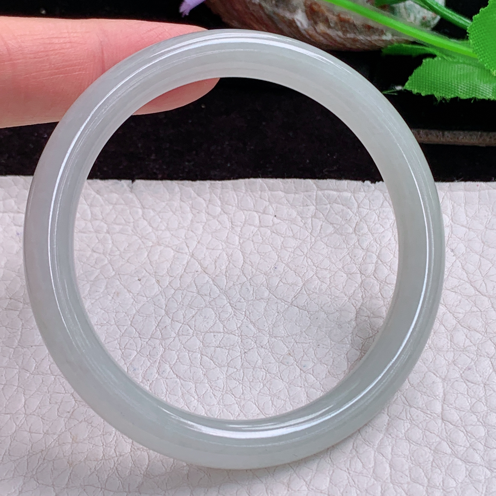 xx实拍56.5*8*7.8美人镯 天然缅甸翡翠A货手镯纯美圆条叮当镯 玉镯子