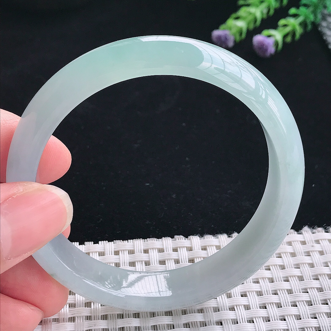 实拍A货翡翠56.8/12.8/7.8老坑冰胶果冻冰晴天空蓝手镯翡翠玉镯手环