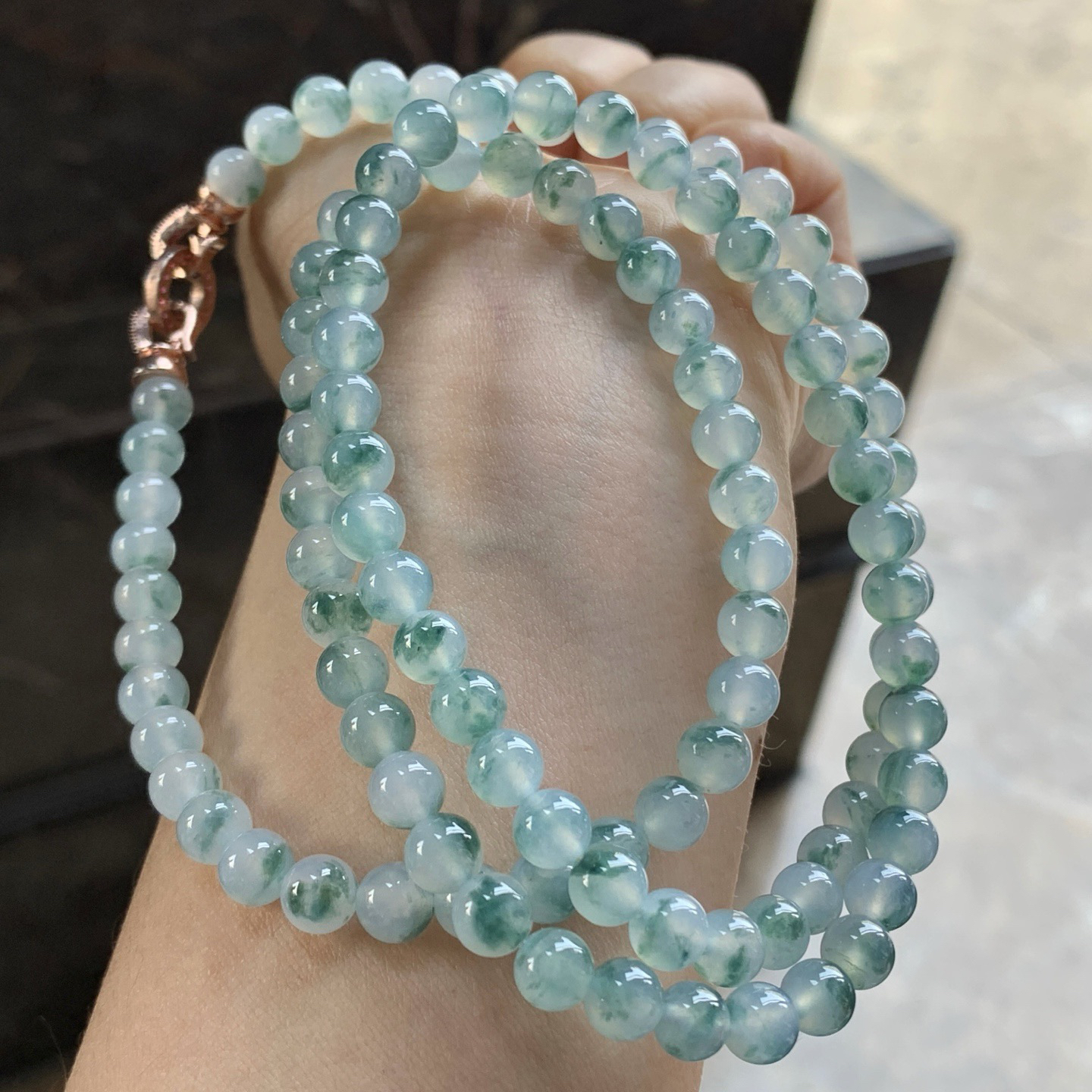 冰蓝花珠链^_^水润 飘花灵韵