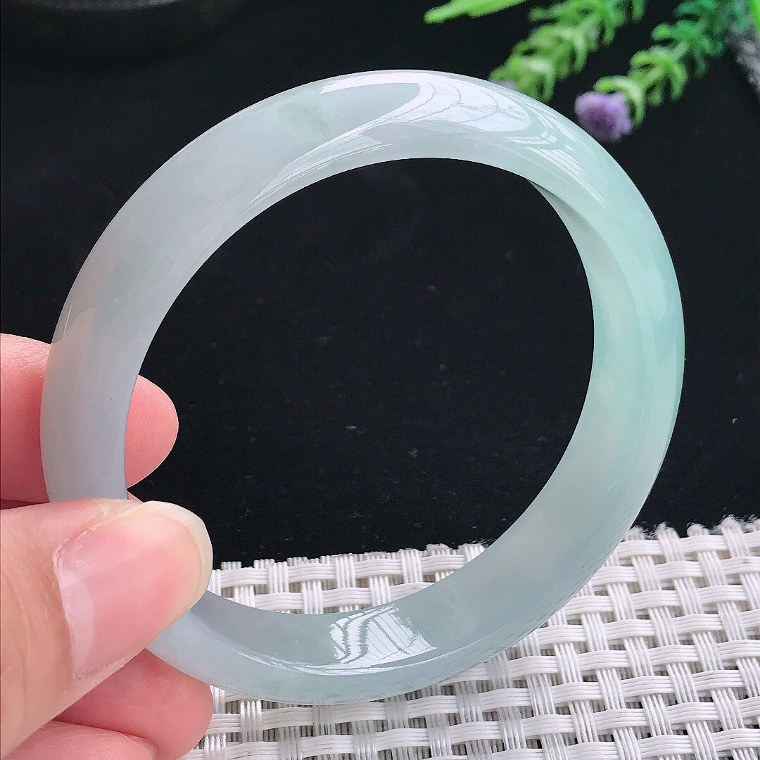 实拍A货翡翠56.8/12.8/7.8老坑冰胶果冻冰晴天空蓝手镯翡翠玉镯手环