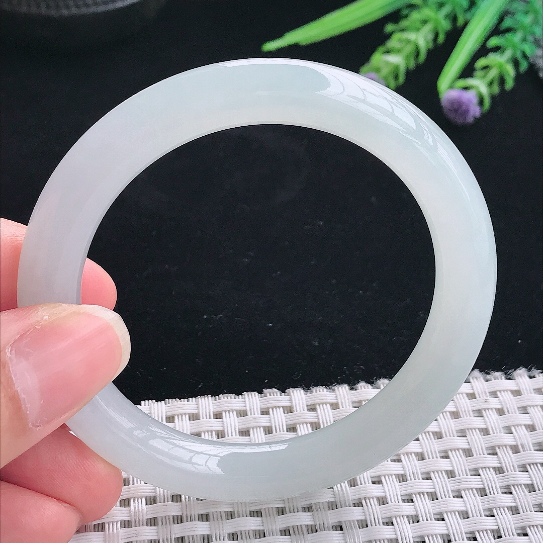 实拍A货翡翠54/9.3/9.2老坑冰胶果冻冰晴圆条手镯翡翠玉镯手环