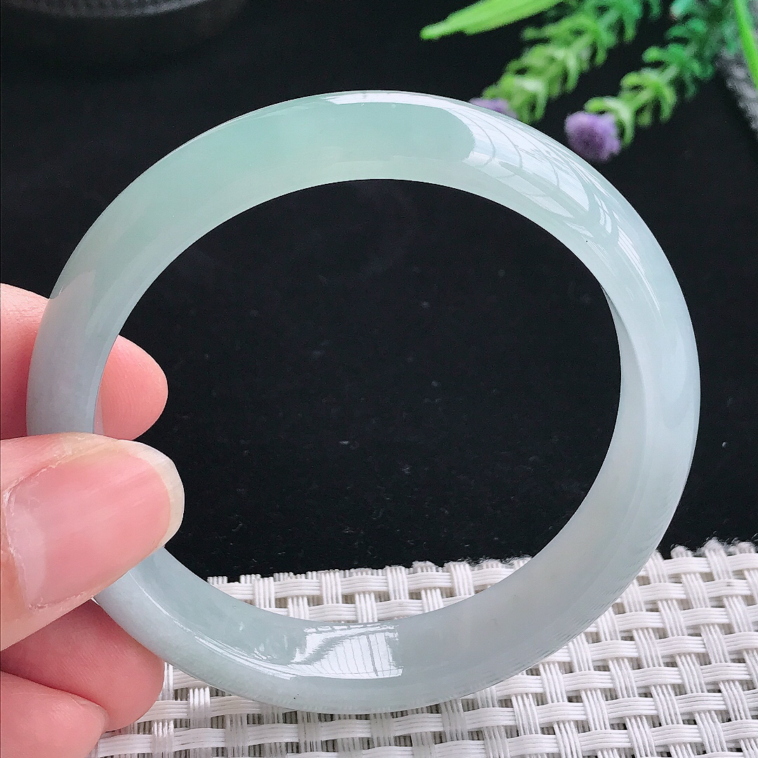 实拍A货翡翠56.8/12.8/7.8老坑冰胶果冻冰晴天空蓝手镯翡翠玉镯手环