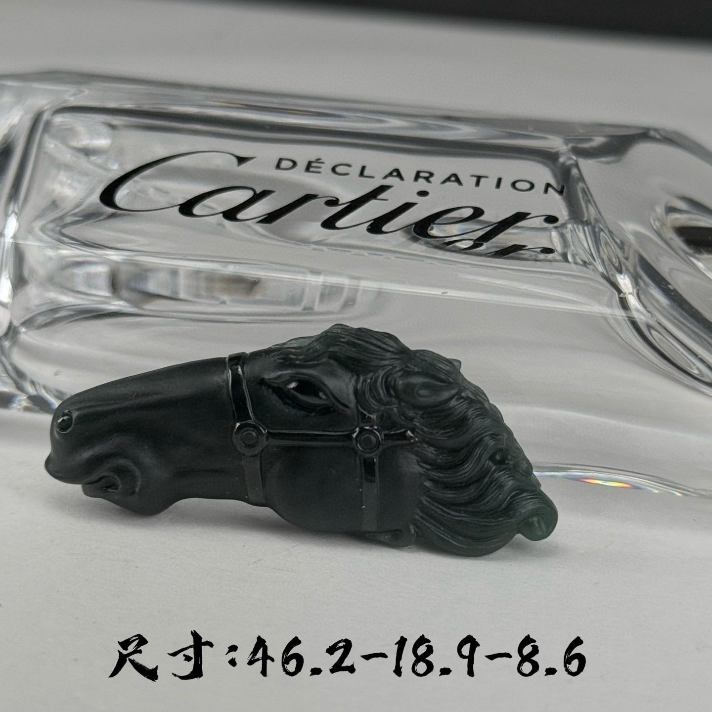 精品墨翠马头吊坠 种好色正 黑度好 油性十足 尺寸46.2