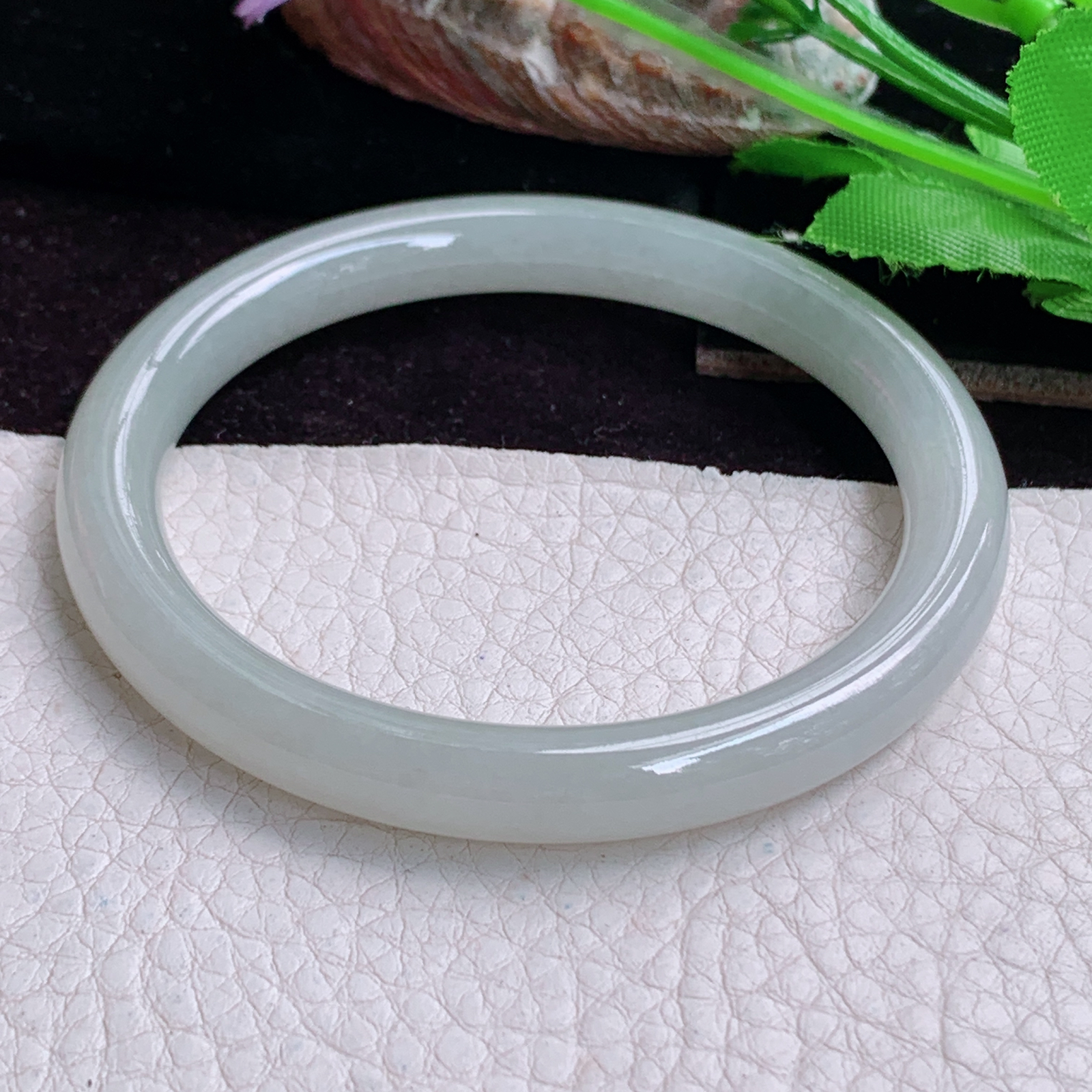 xx实拍56.5*8*7.8美人镯 天然缅甸翡翠A货手镯纯美圆条叮当镯 玉镯子