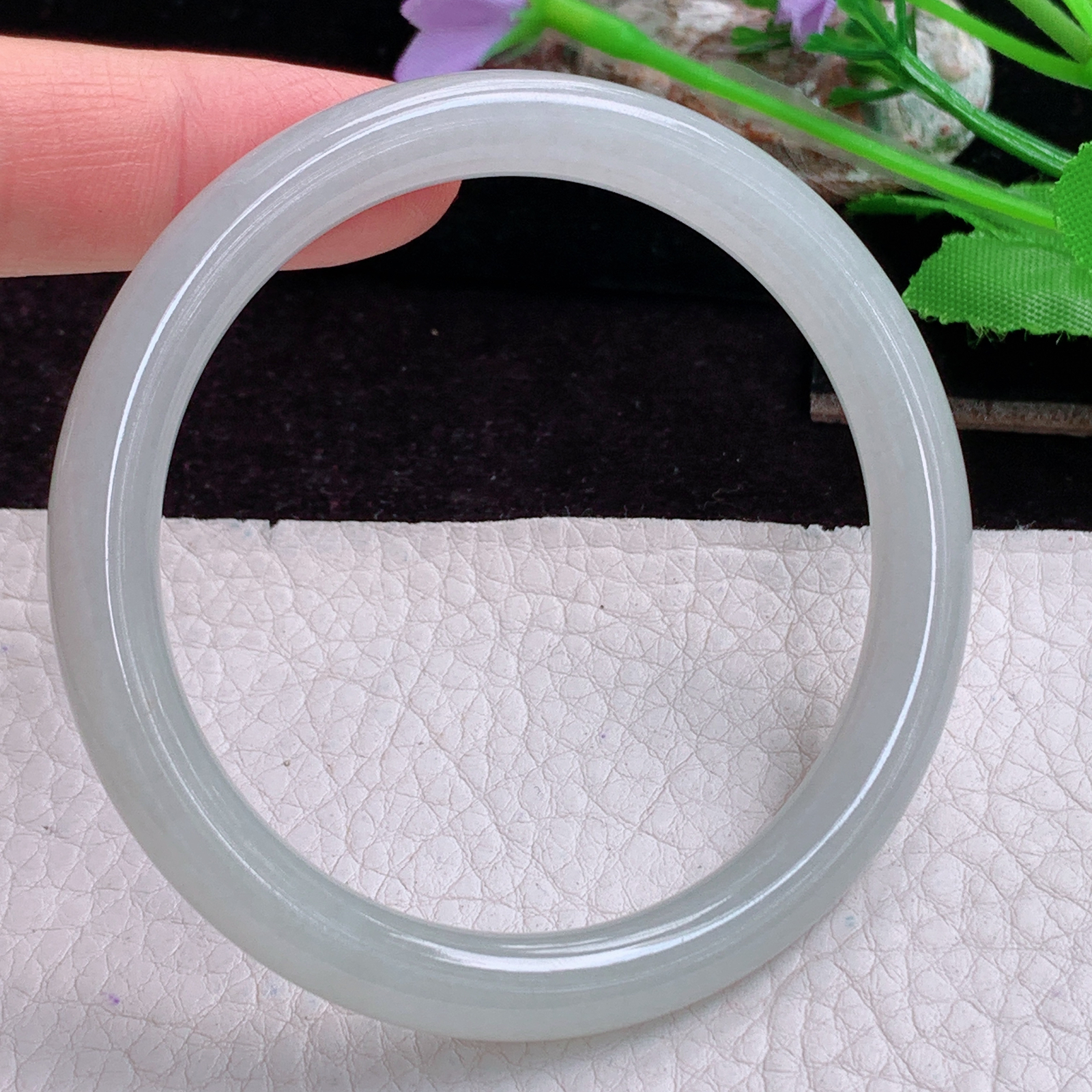 xx实拍56.5*8*7.8美人镯 天然缅甸翡翠A货手镯纯美圆条叮当镯 玉镯子