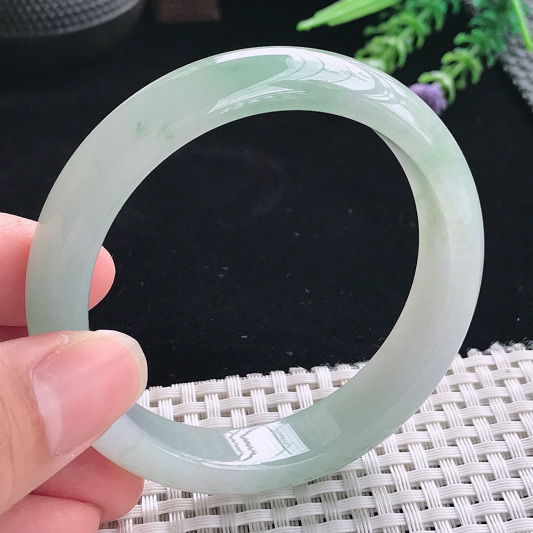 实拍A货翡翠56.5/12.9/8老坑冰胶水灵冰晴手镯翡翠玉镯手环