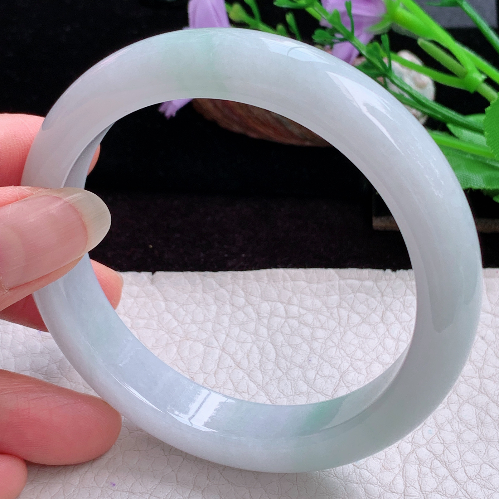 js大圈口60*12.3*8.6平安镯 天然缅甸翡翠手镯清新正圈玉镯子