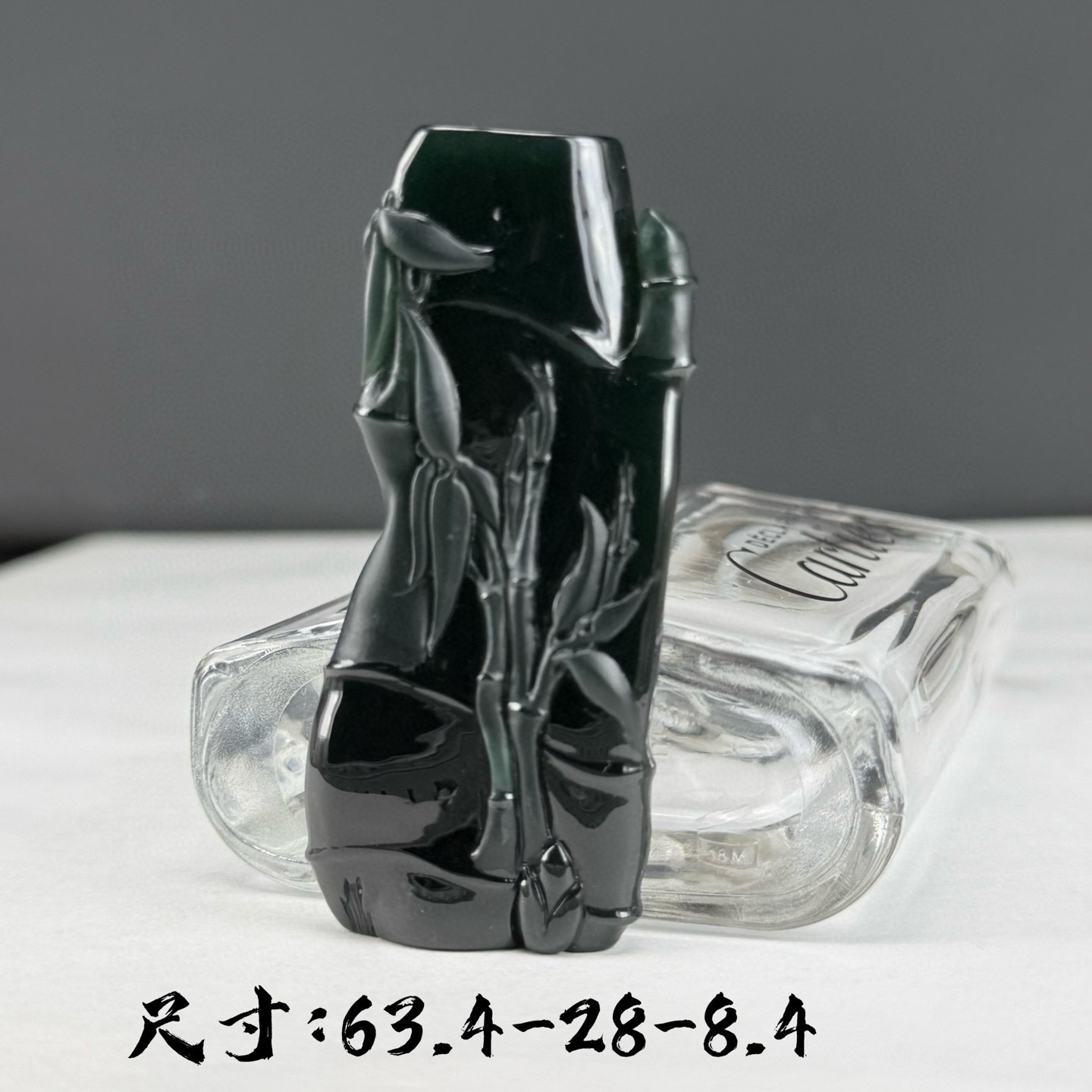 精品墨翠节节高 种好色正 黑度极好 打灯通透 油性十足  尺寸63.4