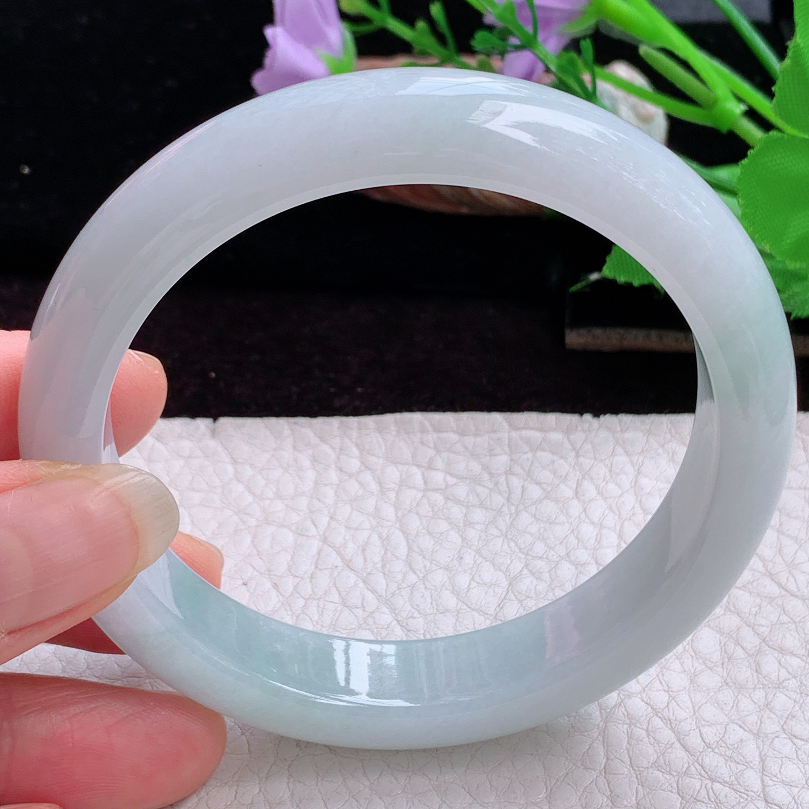 js大圈口60*12.3*8.6平安镯 天然缅甸翡翠手镯清新正圈玉镯子